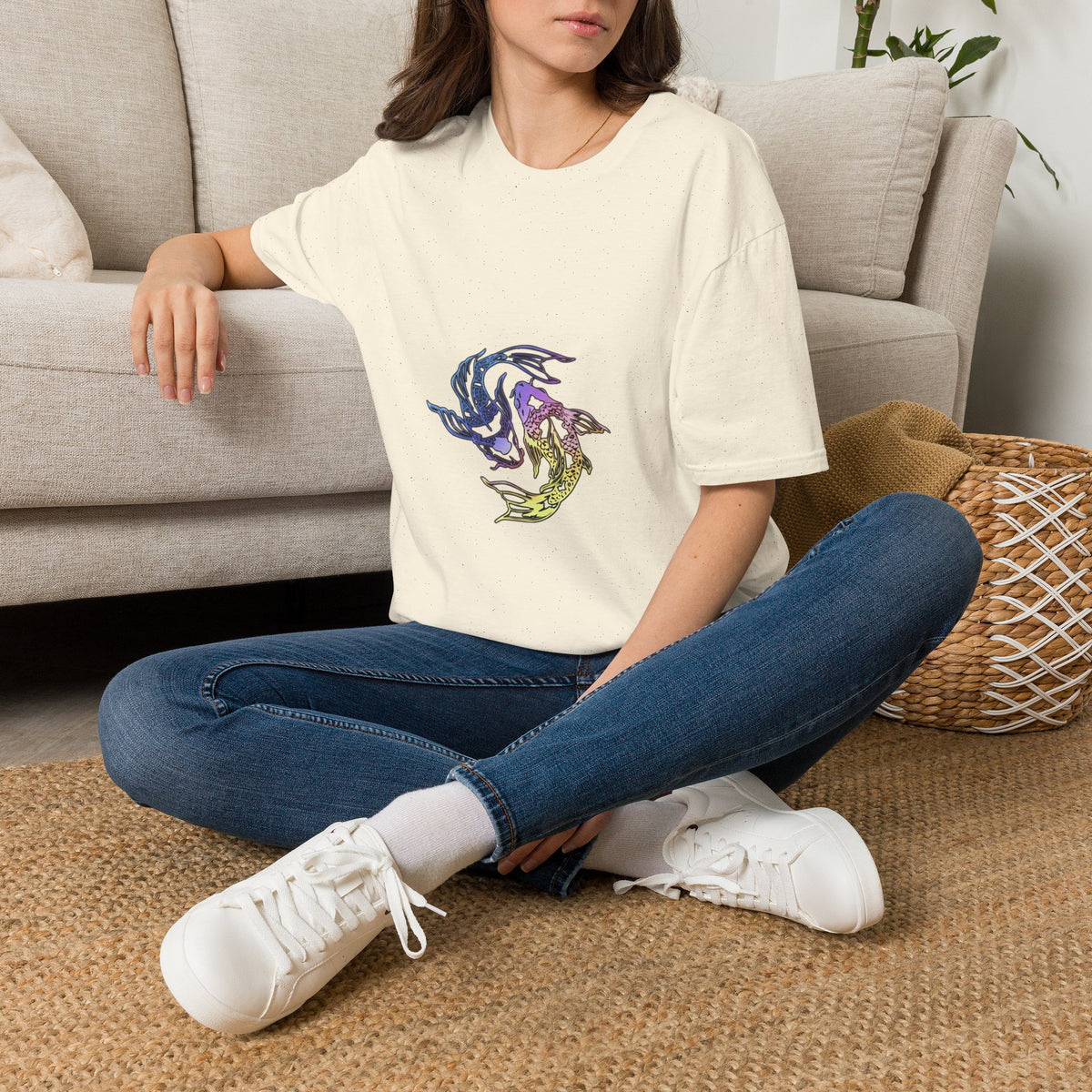 Koi Yin Yang T-Shirt — Colorful Japanese Carp Circle Graphic Tee