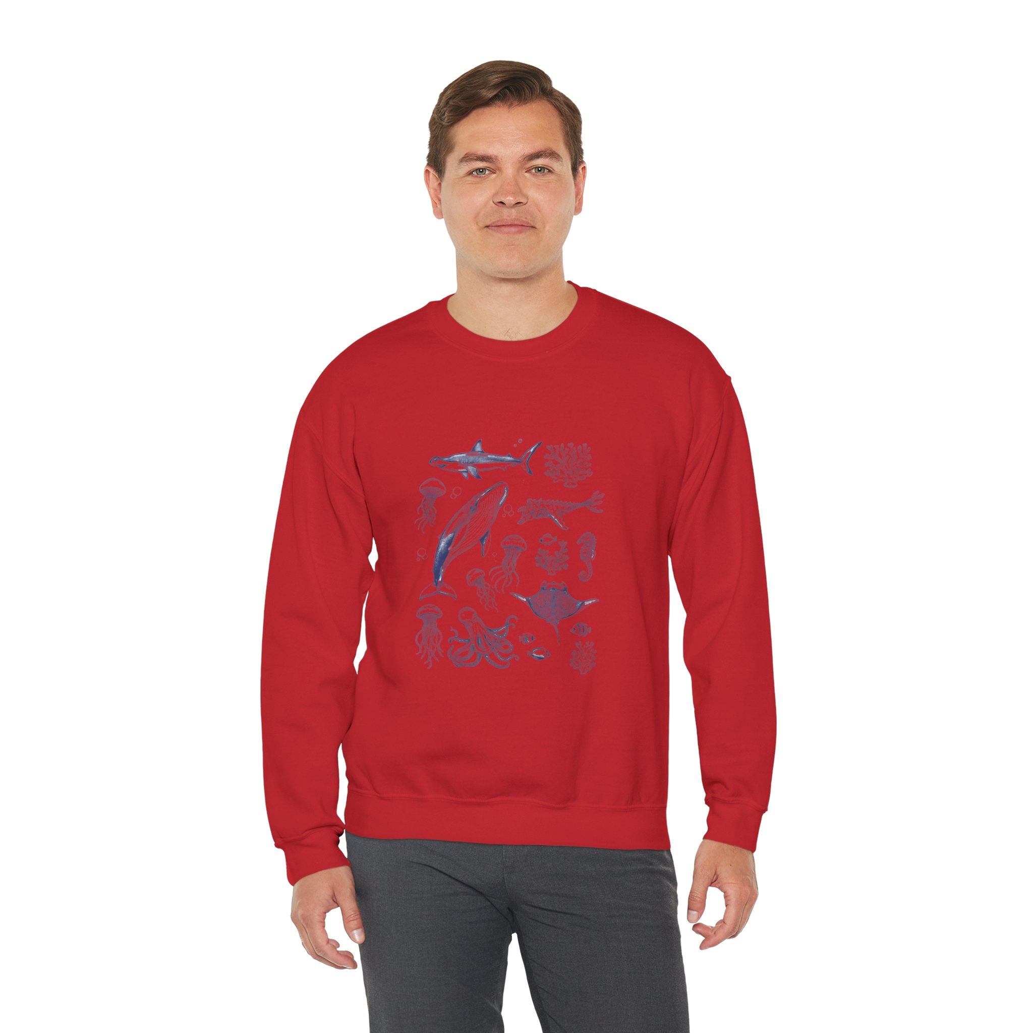 Marine Life Sketch Sweatshirt — Ocean Creatures Crewneck