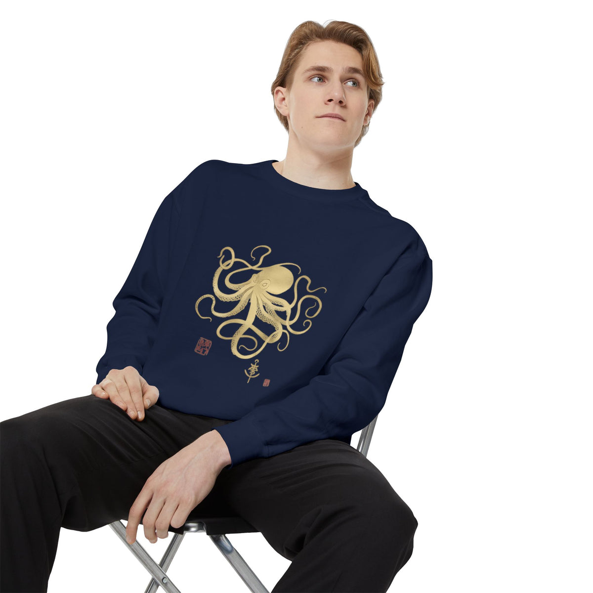 Gold Octopus Sweatshirt — Nautical Graphic Crewneck