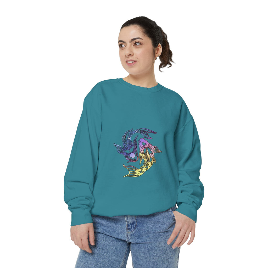 Koi Circle Sweatshirt — Colorful Yin Yang Fish Graphic