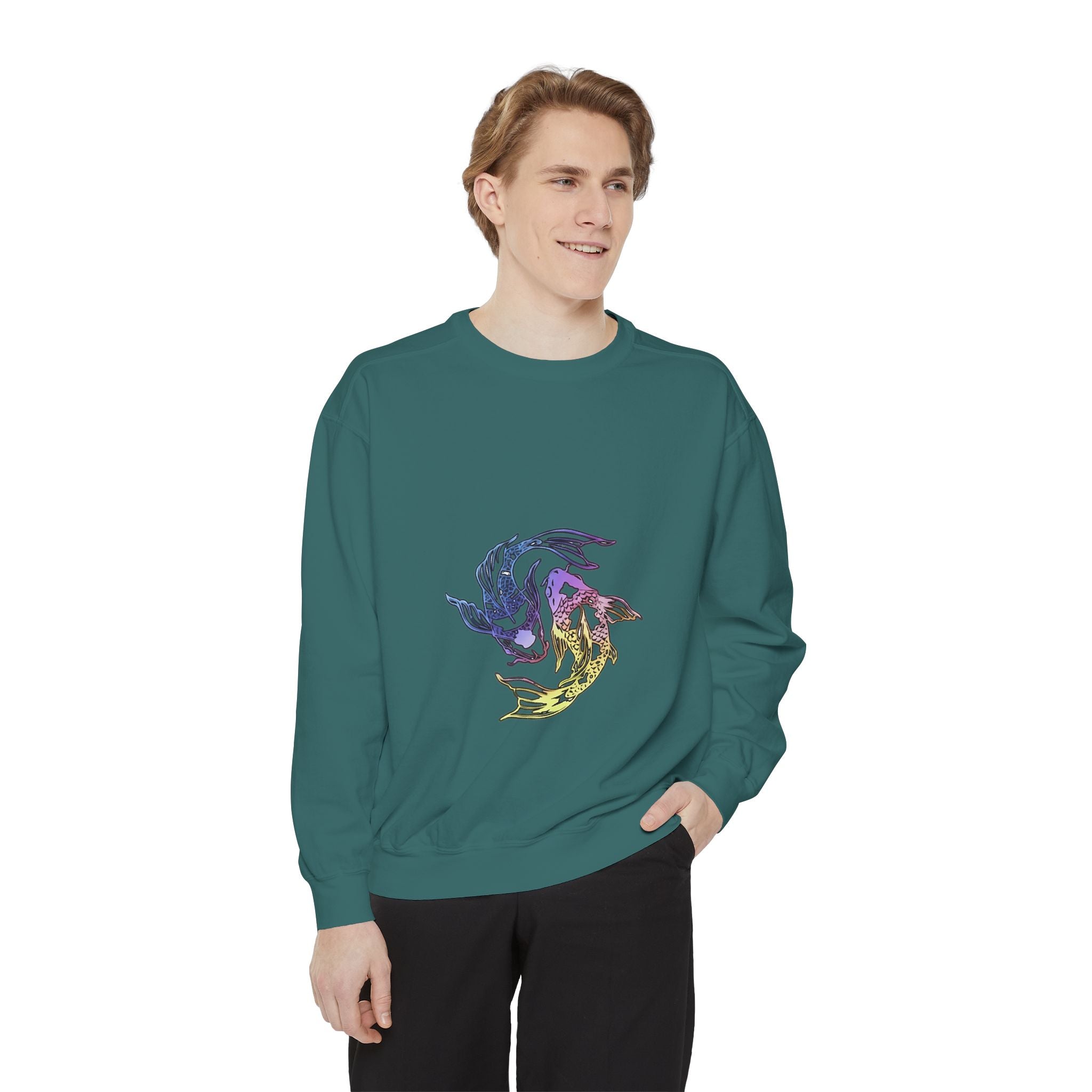 Koi Circle Sweatshirt — Colorful Yin Yang Fish Graphic