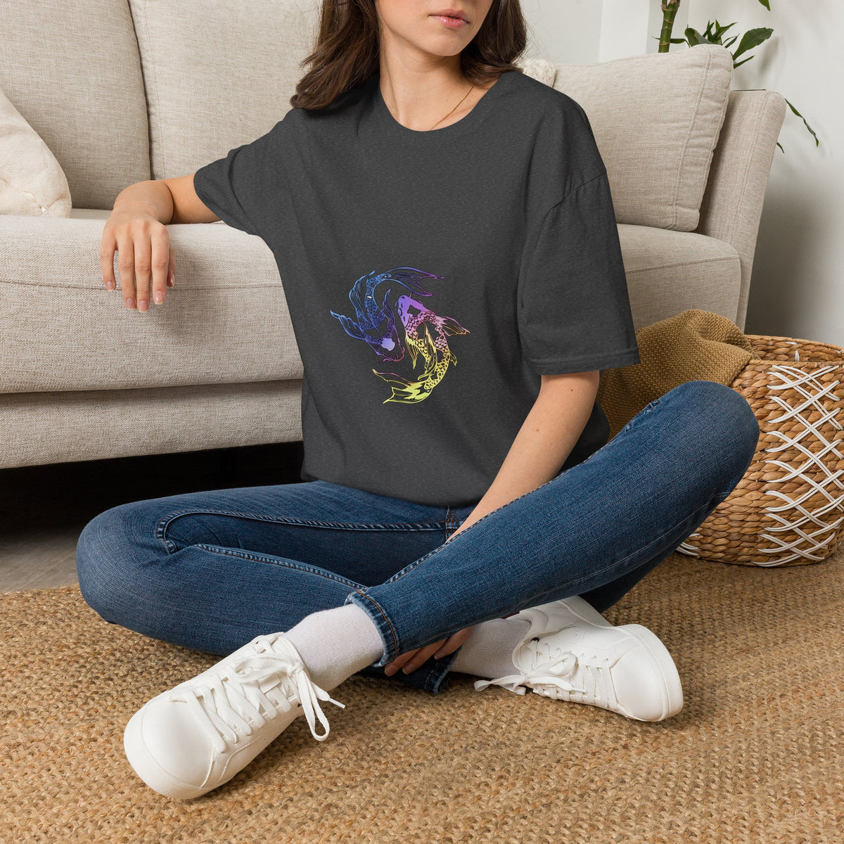 Koi Yin Yang T-Shirt — Colorful Japanese Carp Circle Graphic Tee