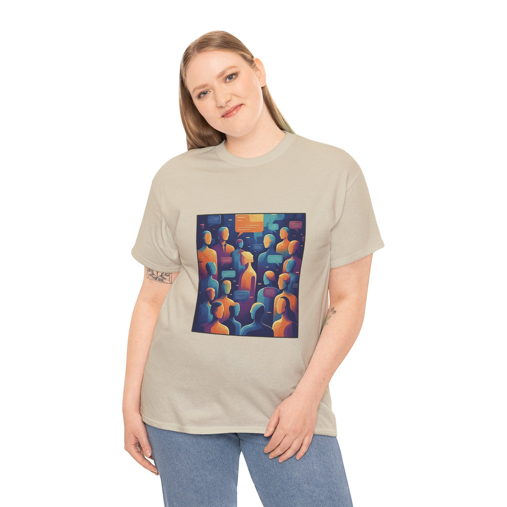 Crowd of Color Graphic Tee — Abstract Human Faces Art T-Shirt