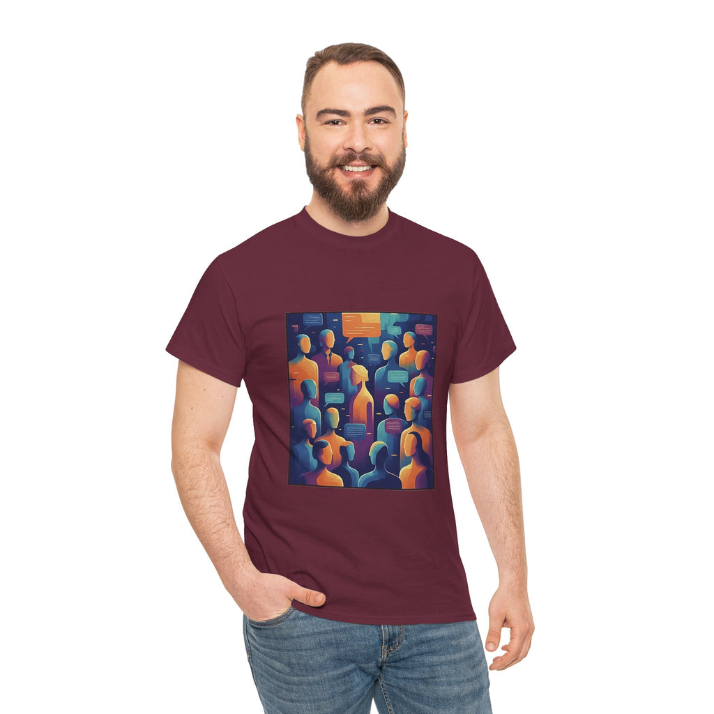 Crowd of Color Graphic Tee — Abstract Human Faces Art T-Shirt