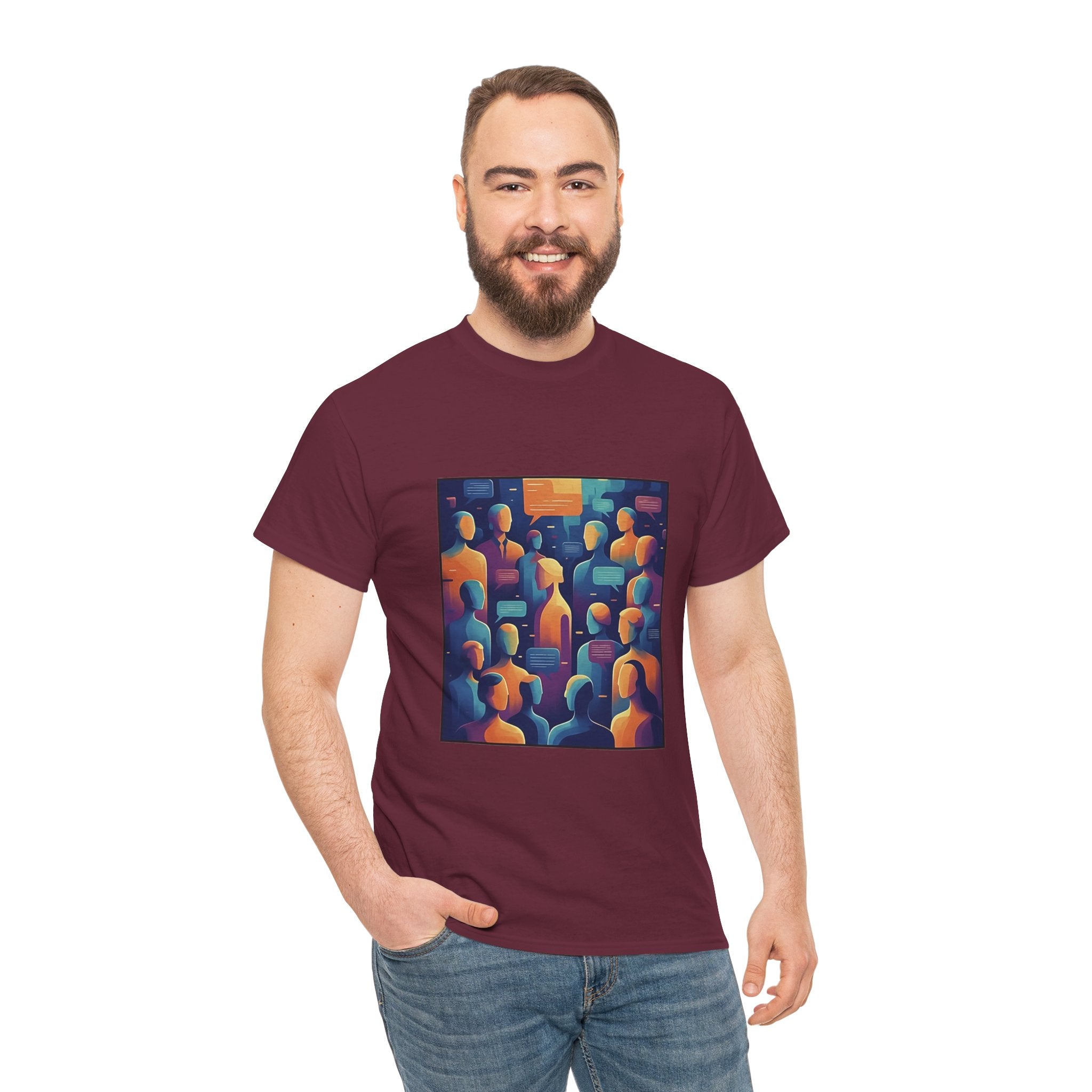 Crowd of Color Graphic Tee — Abstract Human Faces Art T-Shirt