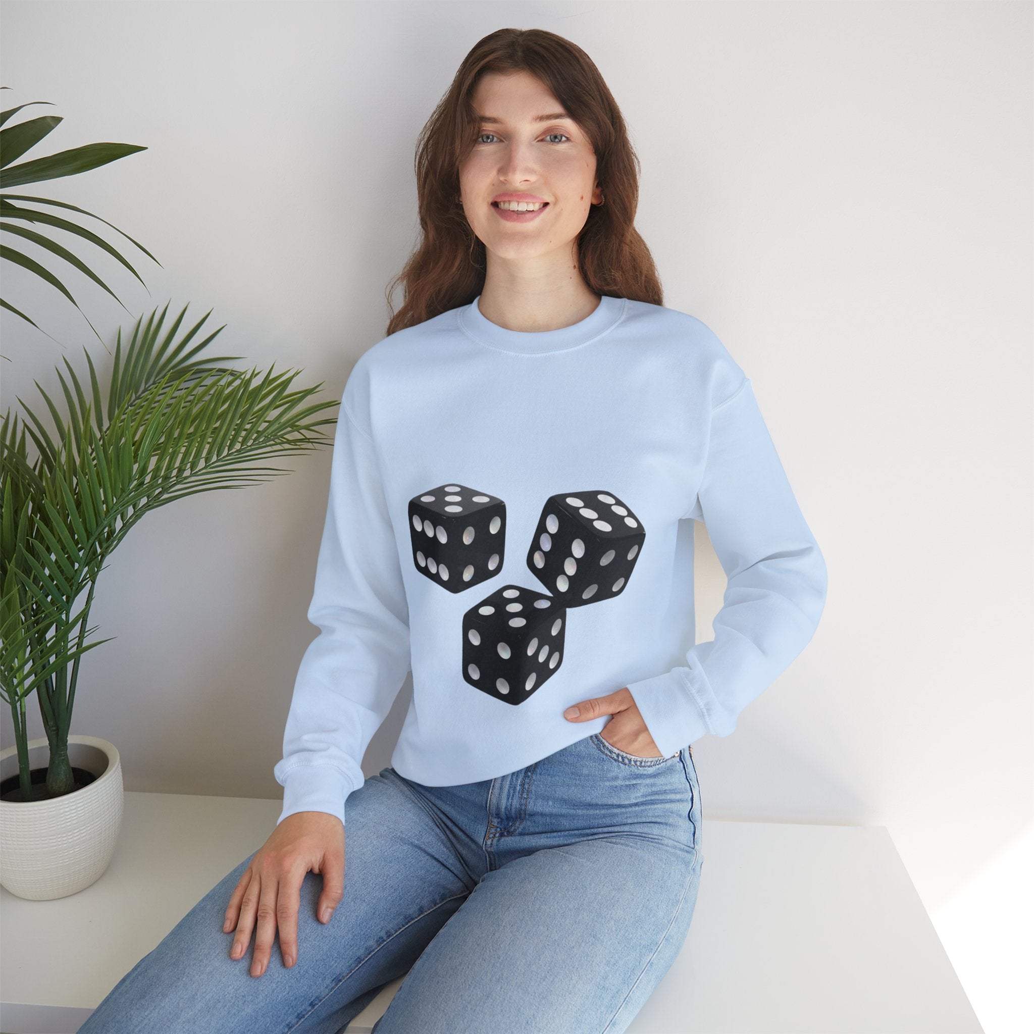 Dice Graphic Sweatshirt — Retro Black Dice Crewneck for Gamers