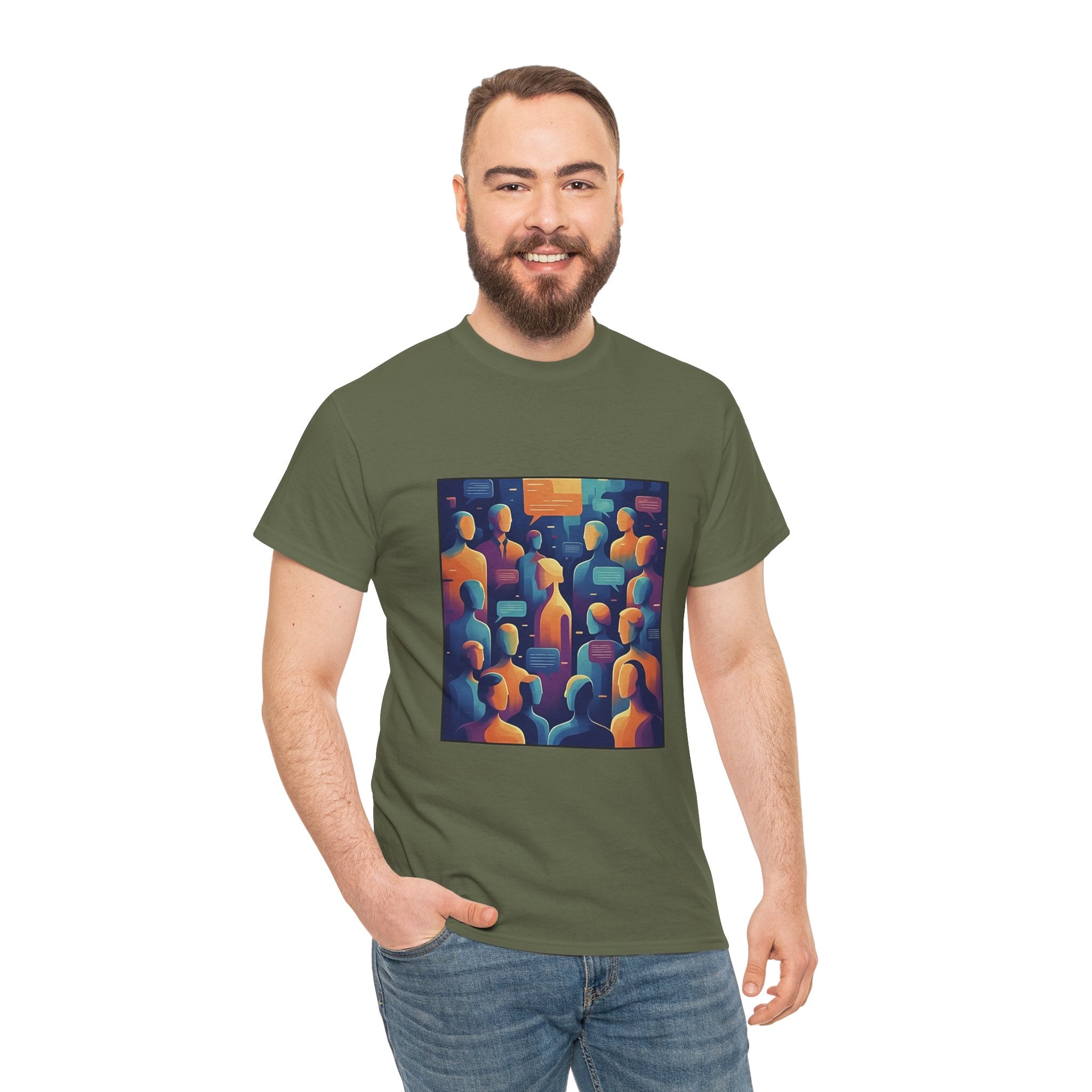 Crowd of Color Graphic Tee — Abstract Human Faces Art T-Shirt