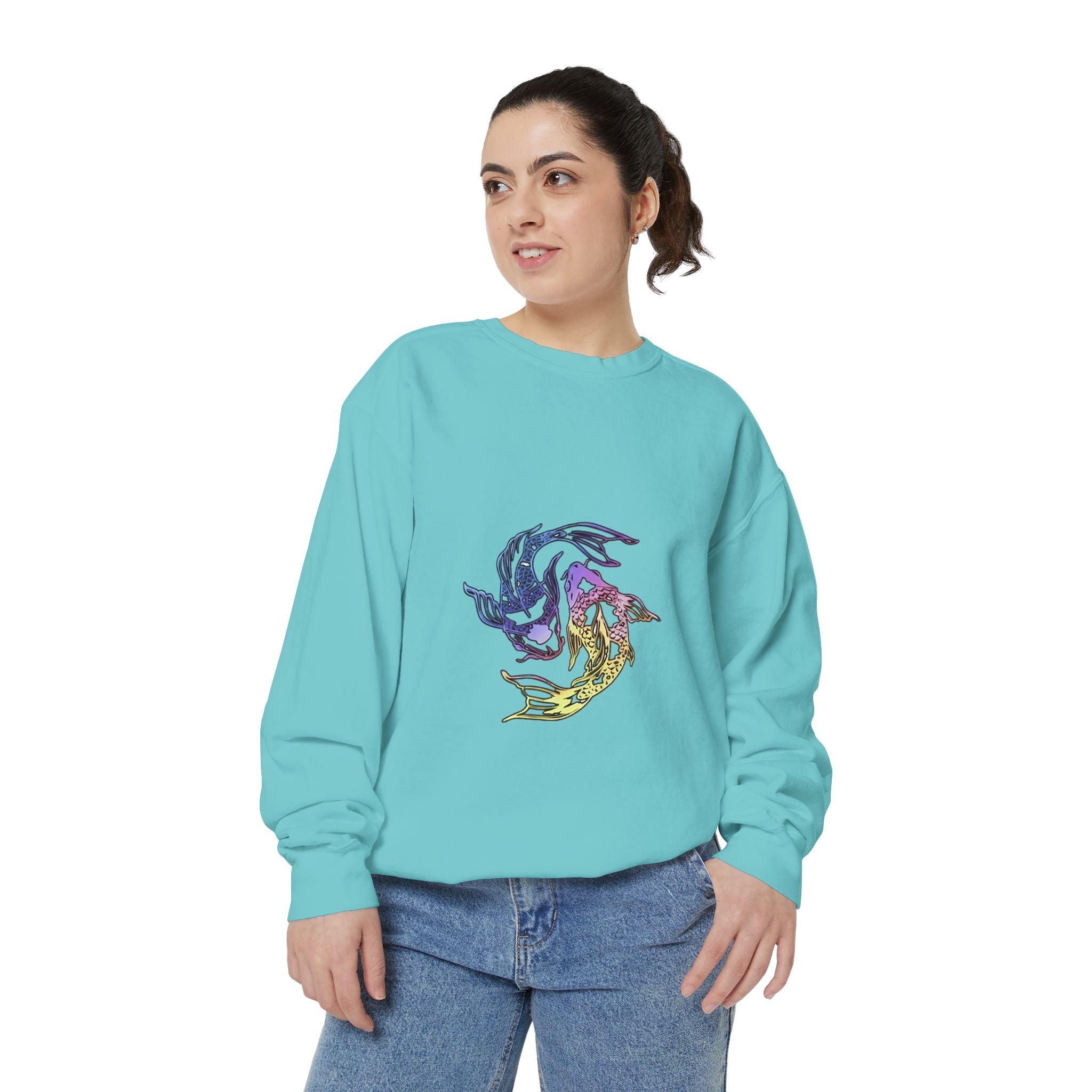 Koi Circle Sweatshirt — Colorful Yin Yang Fish Graphic