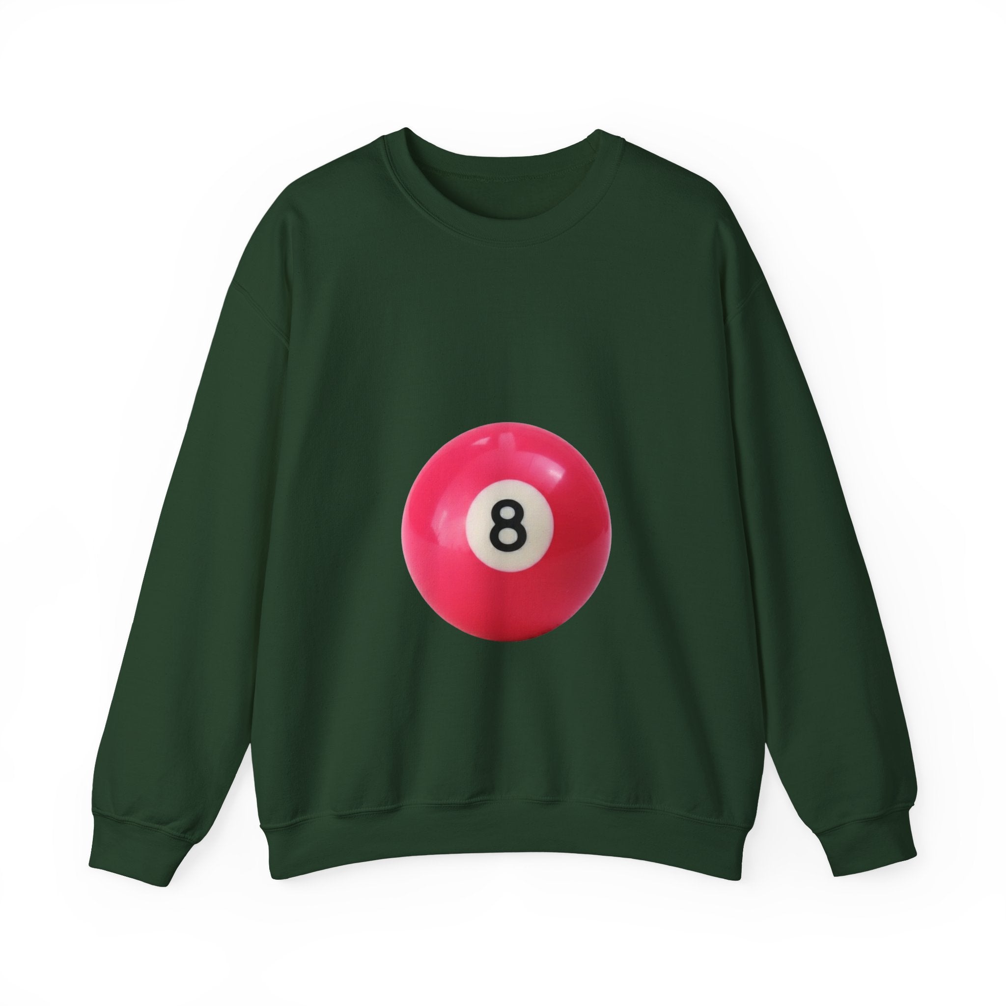 Eight Ball Crewneck Sweatshirt — Retro Pink Pool Ball Graphic