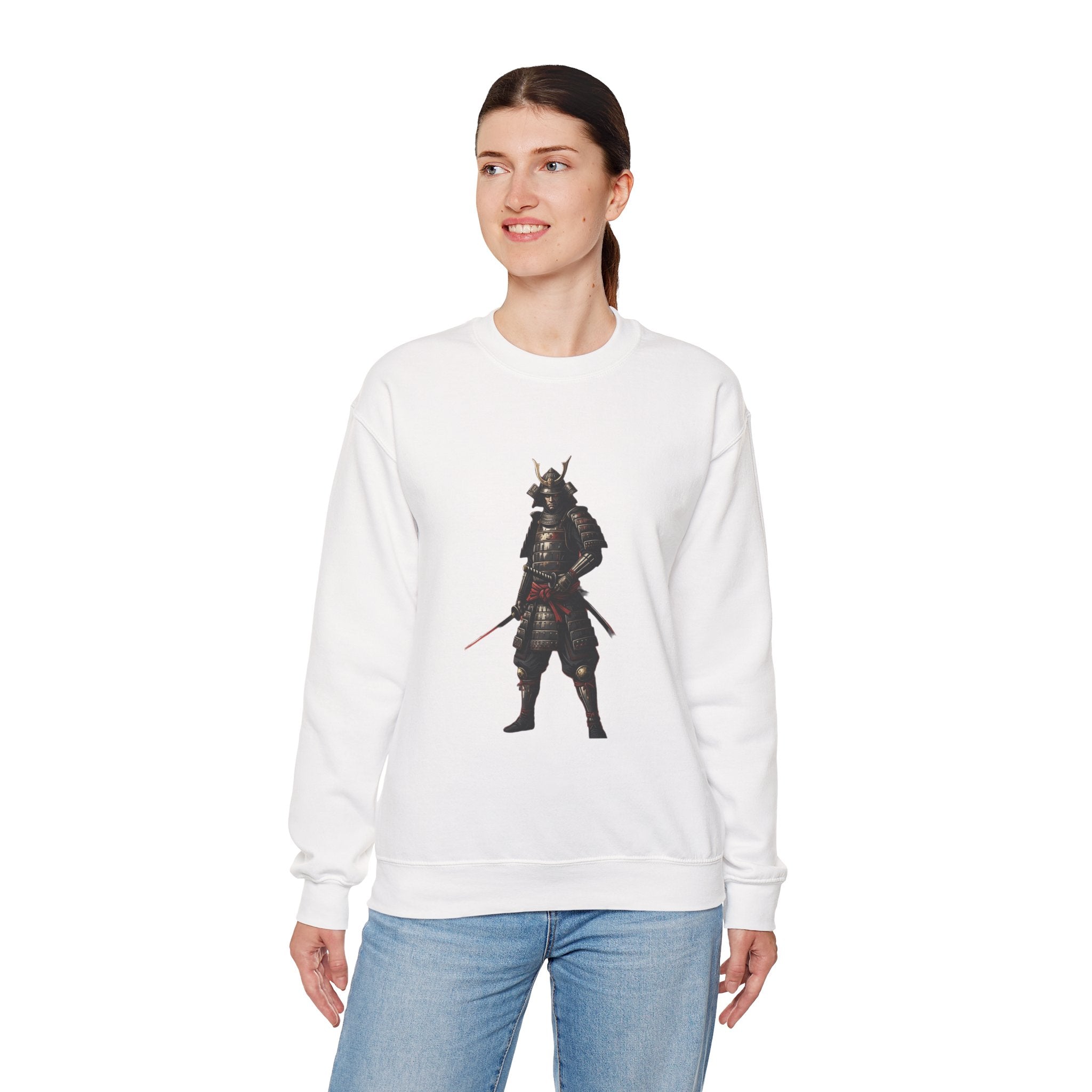 Samurai Warrior Crewneck Sweatshirt — Feudal Japan Armor Graphic