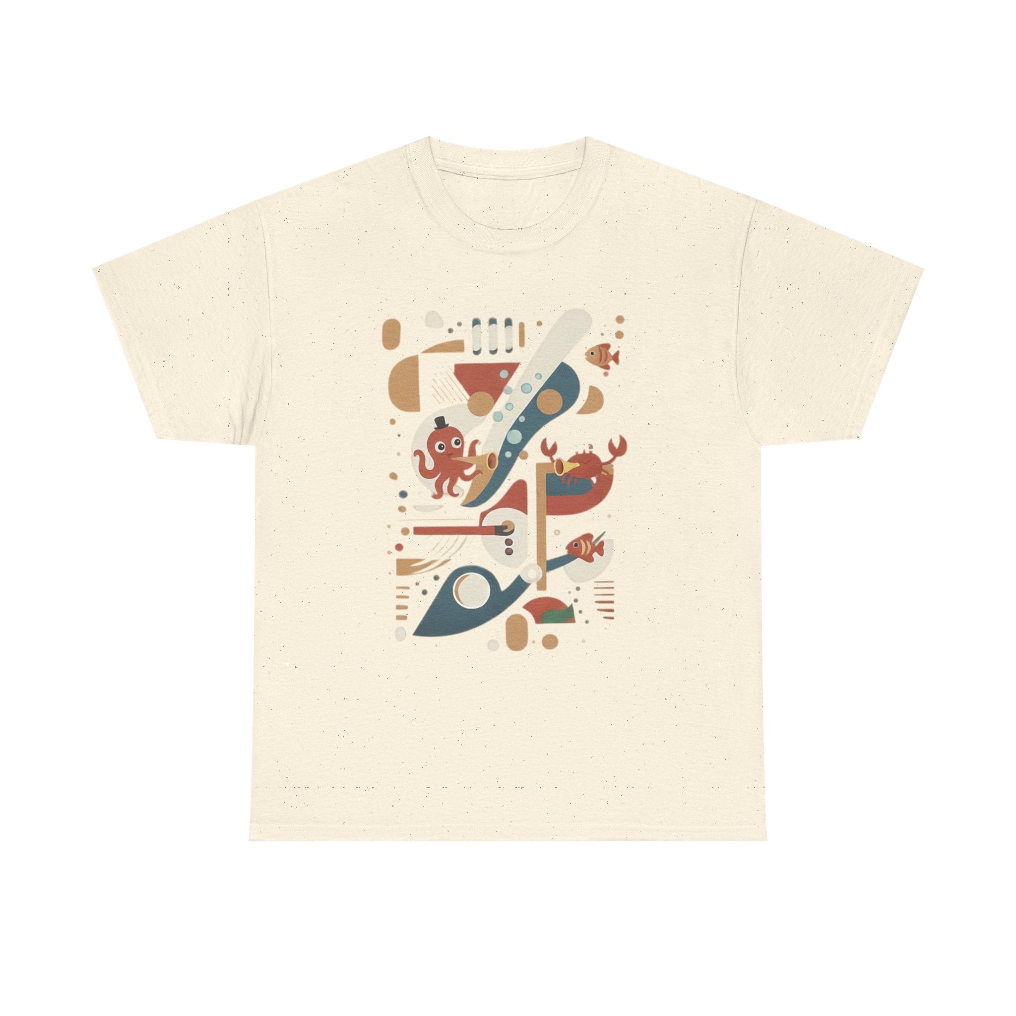Abstract Ocean Creatures T-Shirt — Modern Sea Life Graphic Tee