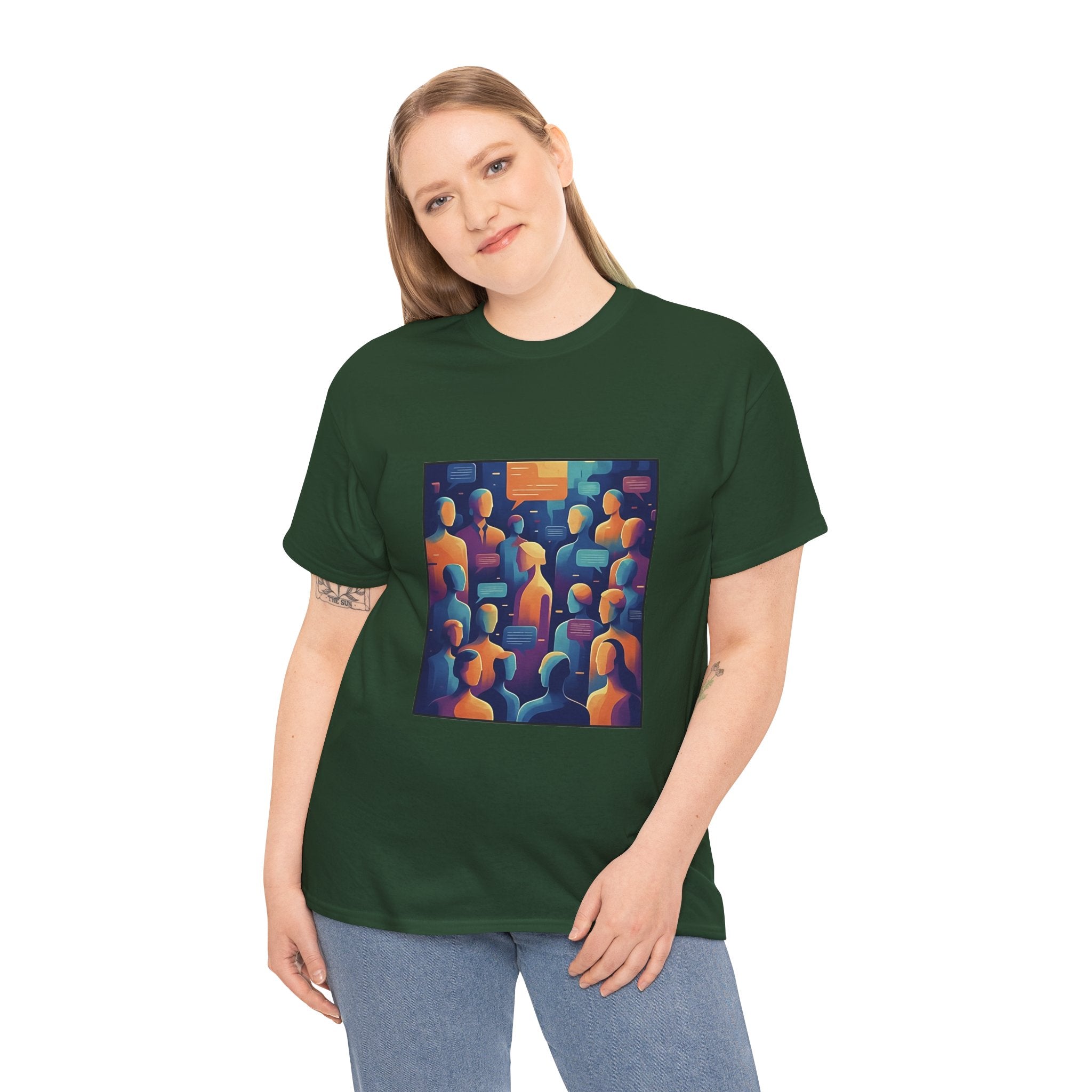 Crowd of Color Graphic Tee — Abstract Human Faces Art T-Shirt