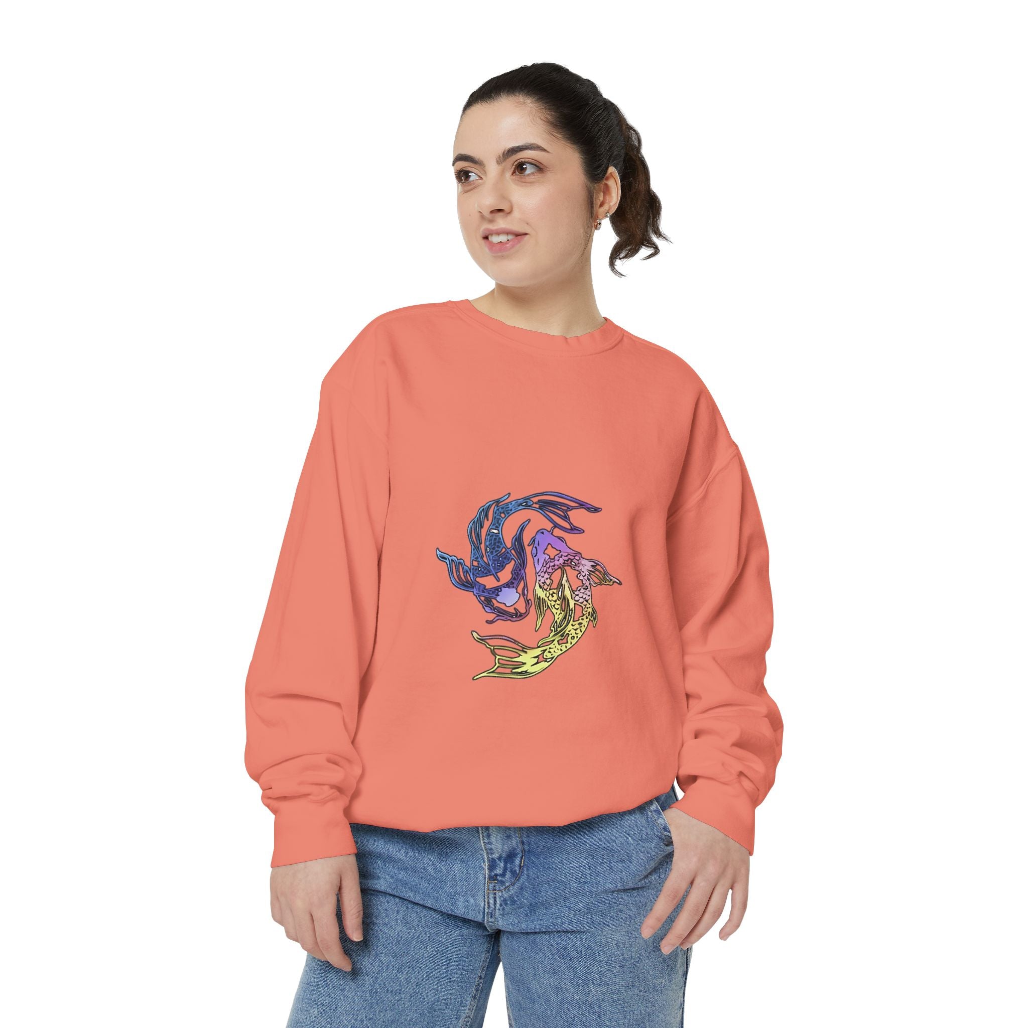 Koi Circle Sweatshirt — Colorful Yin Yang Fish Graphic