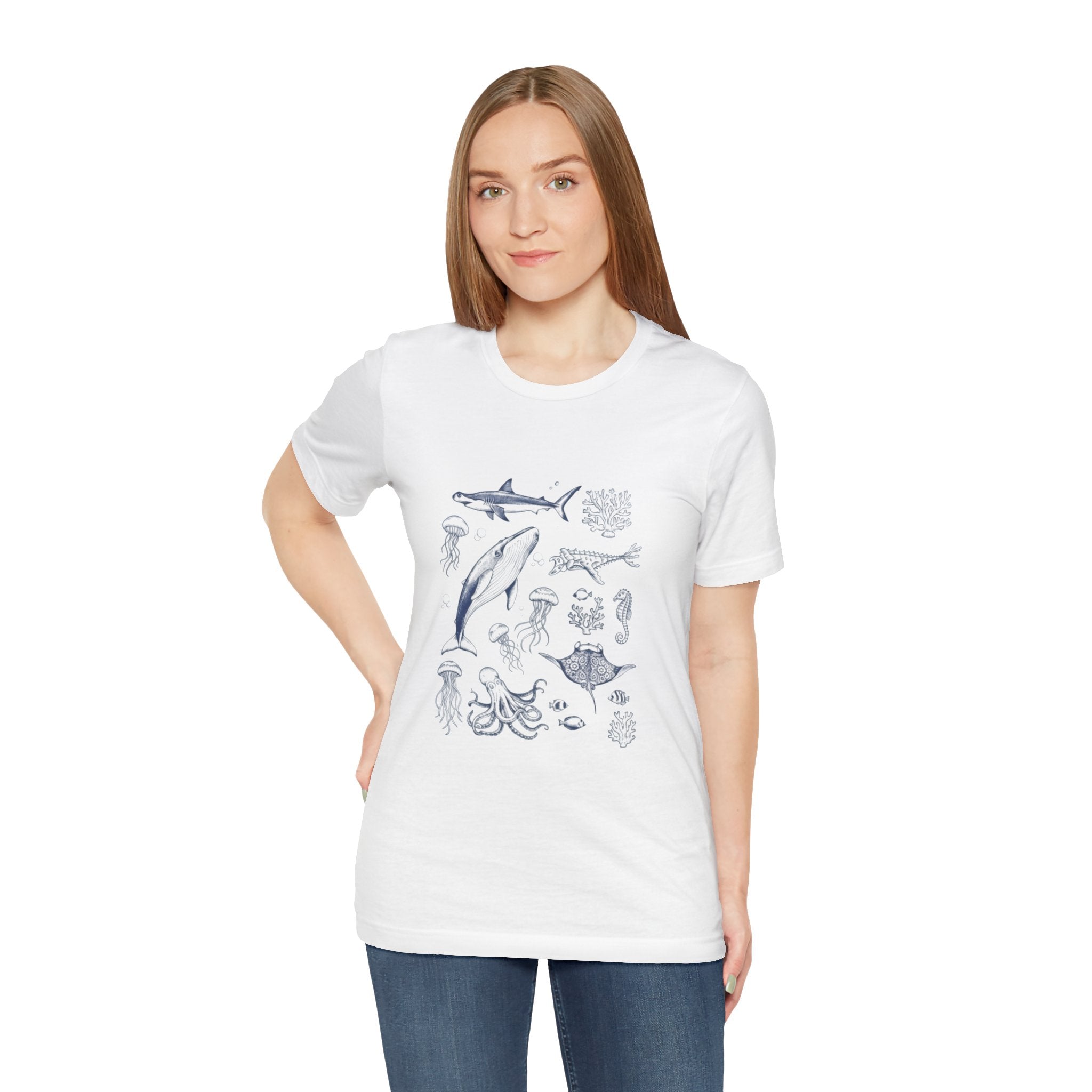 Ocean Wildlife Illustration T‑Shirt — Marine Life Chart Tee