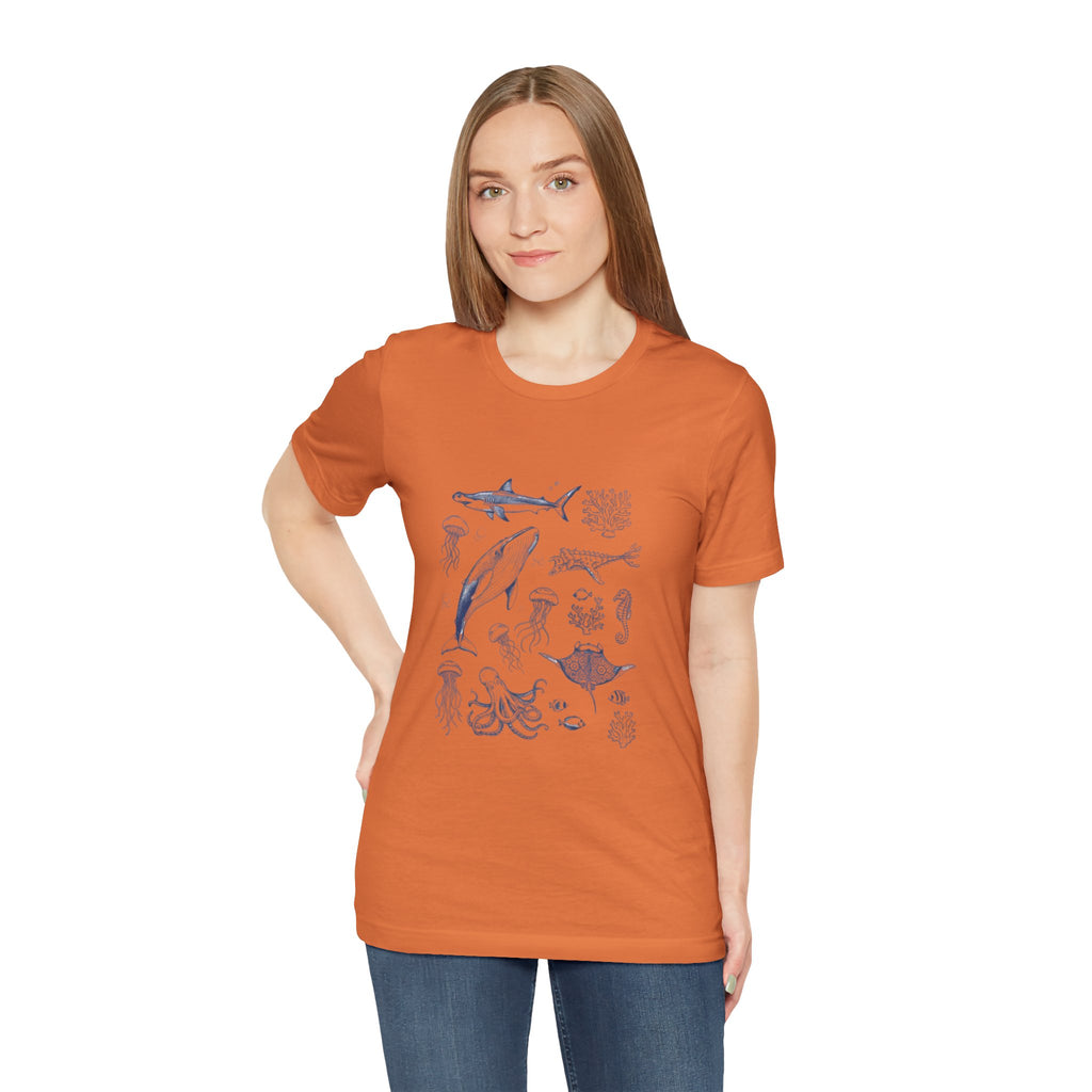 Ocean Wildlife Illustration T‑Shirt — Marine Life Chart Tee