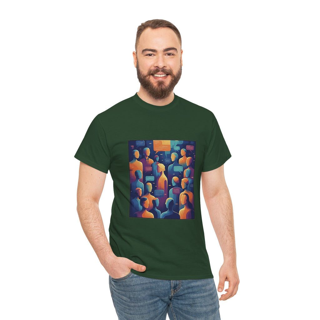 Crowd of Color Graphic Tee — Abstract Human Faces Art T-Shirt