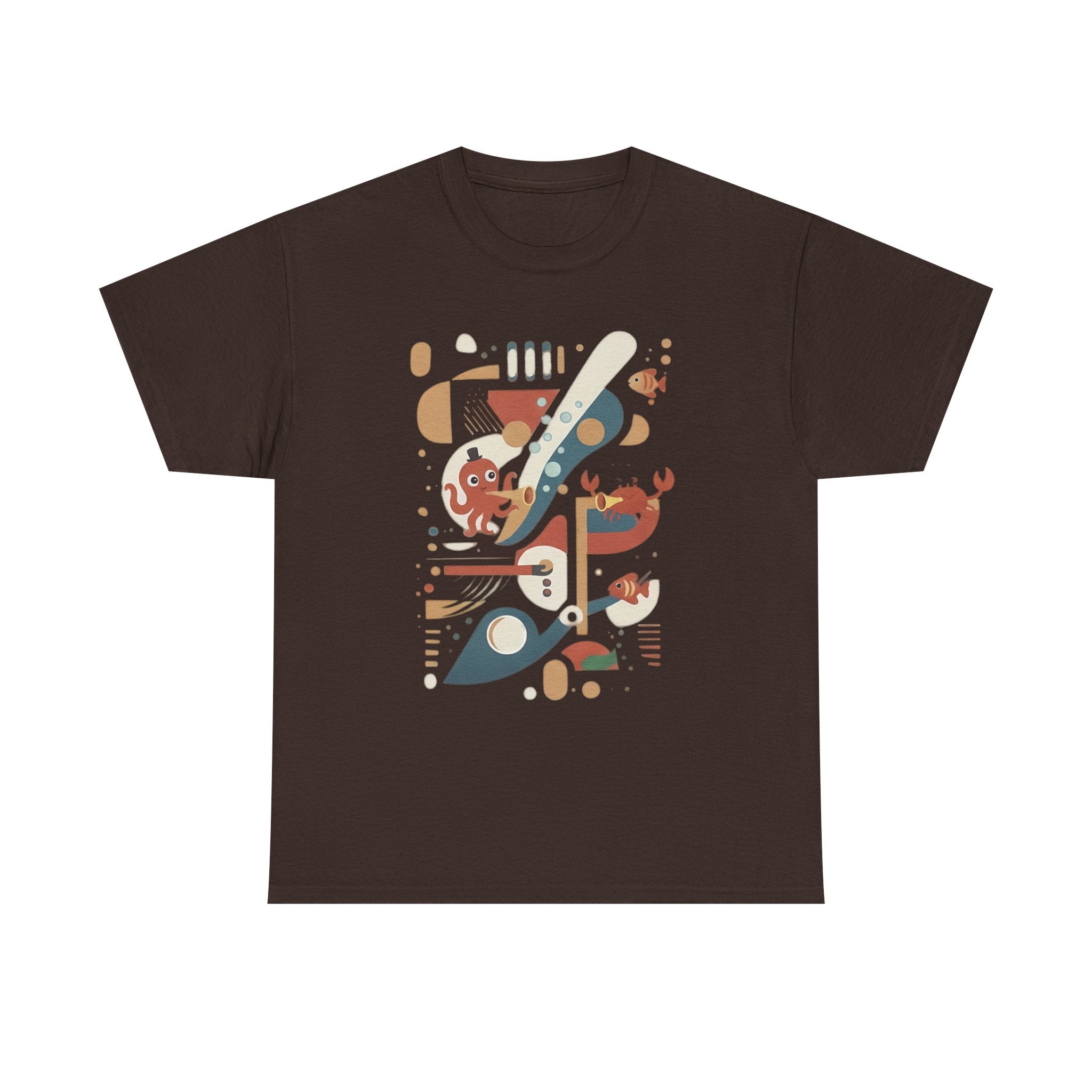 Abstract Ocean Creatures T-Shirt — Modern Sea Life Graphic Tee