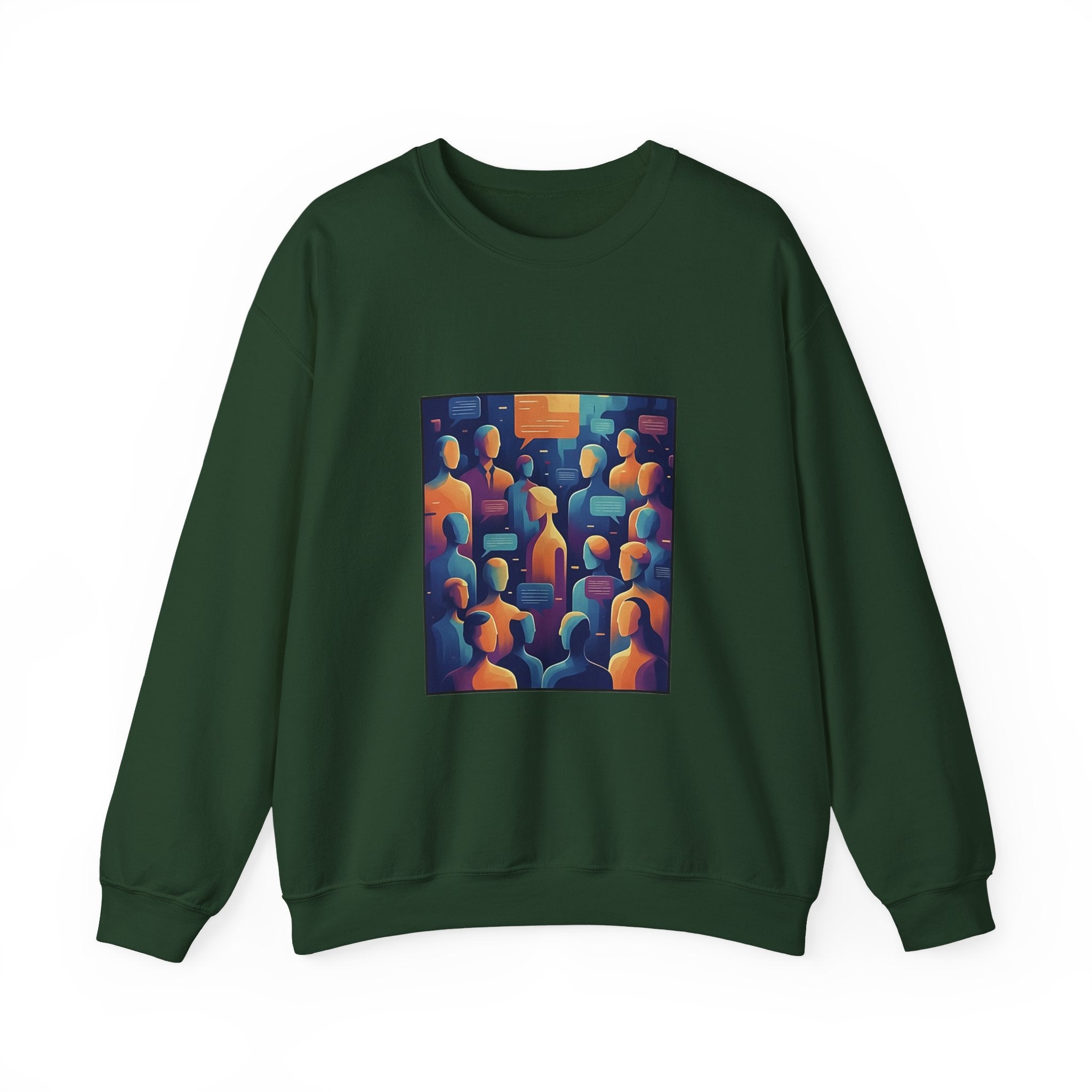 Abstract Crowd Crewneck Sweatshirt — Colorful Figurative Art Pullover