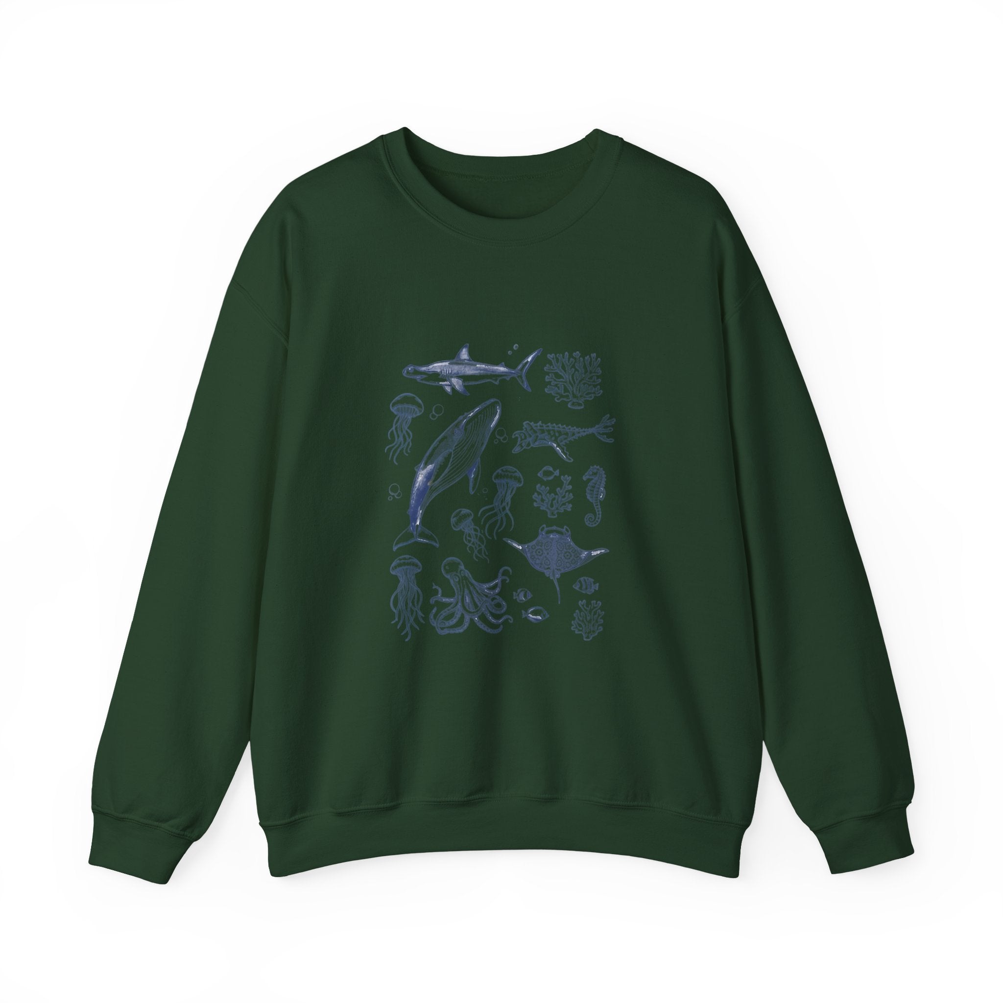 Marine Life Sketch Sweatshirt — Ocean Creatures Crewneck