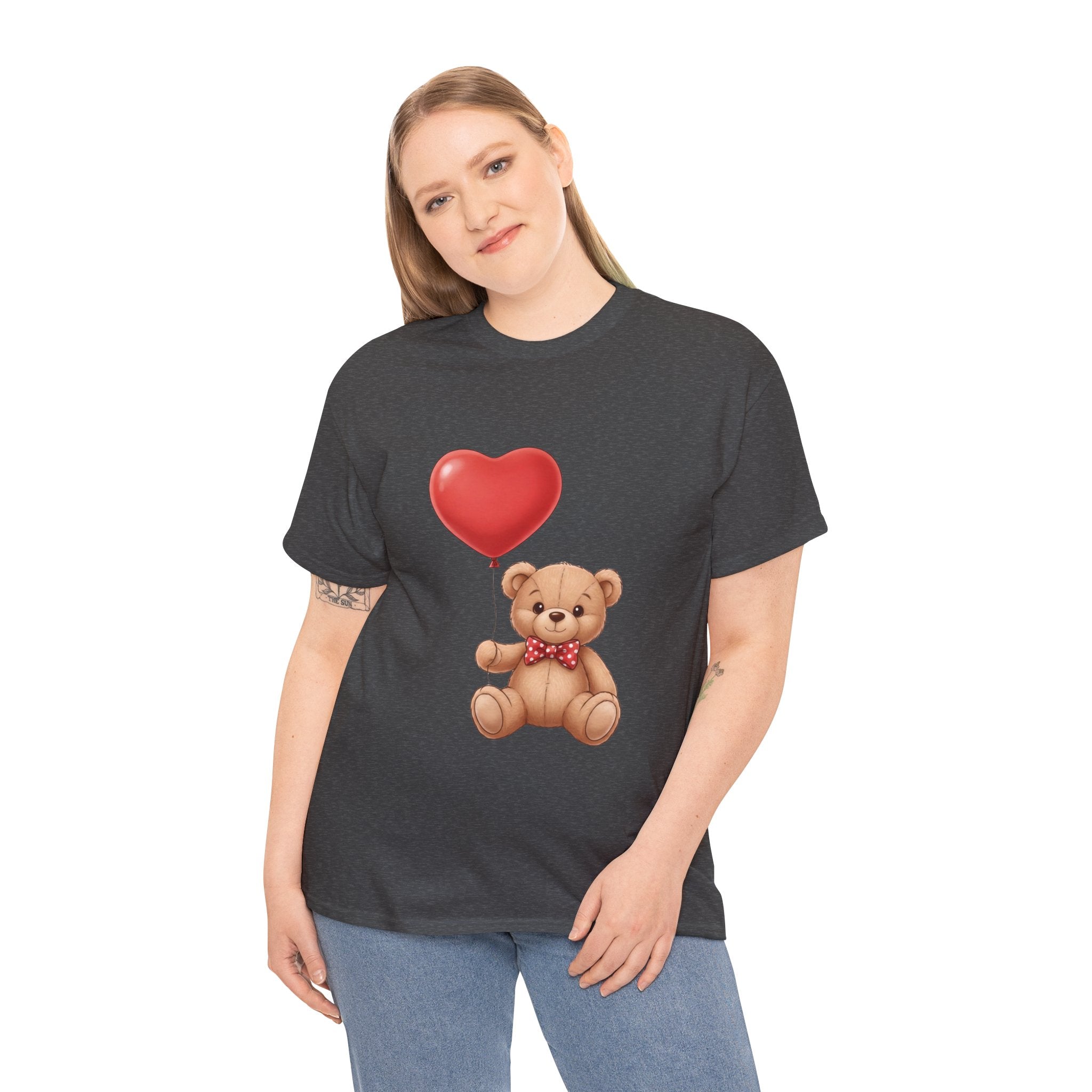 T-Shirt — Cute Teddy Bear Holding Heart Balloon Valentine Shirt