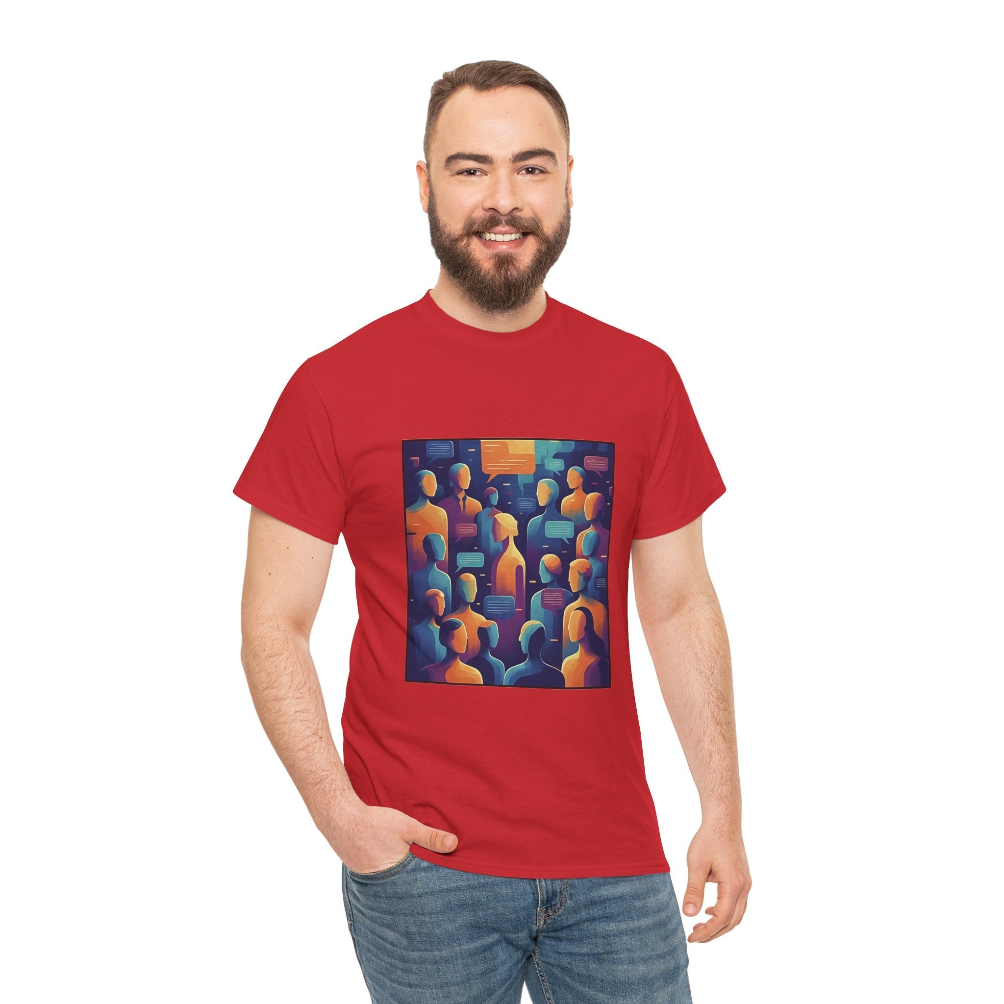 Crowd of Color Graphic Tee — Abstract Human Faces Art T-Shirt