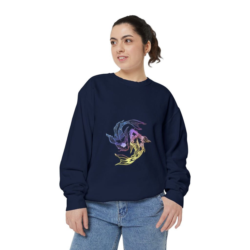 Koi Circle Sweatshirt — Colorful Yin Yang Fish Graphic