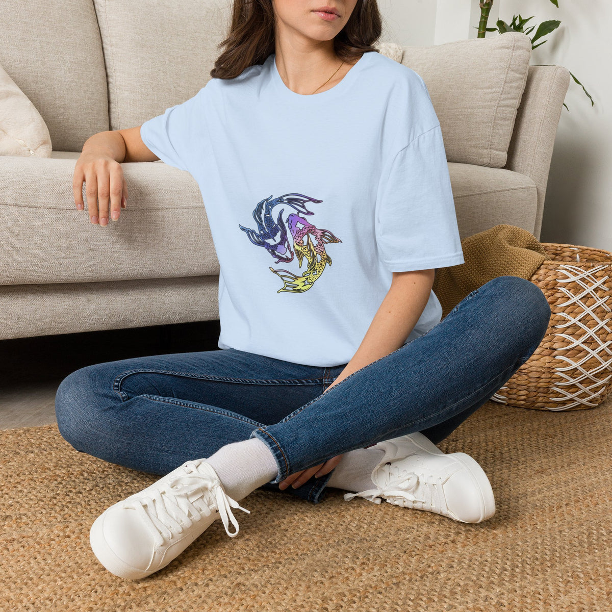 Koi Yin Yang T-Shirt — Colorful Japanese Carp Circle Graphic Tee