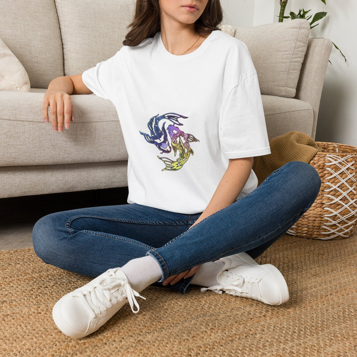 Koi Yin Yang T-Shirt — Colorful Japanese Carp Circle Graphic Tee