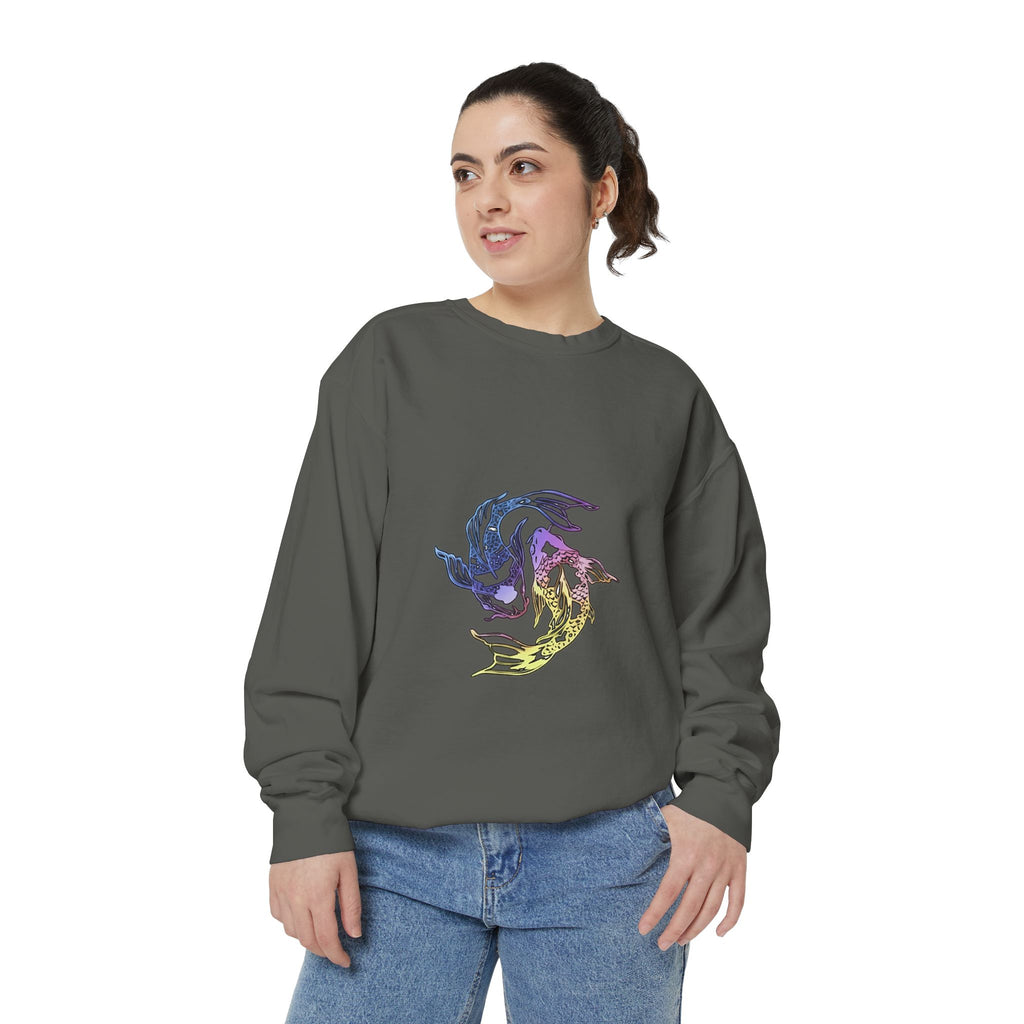 Koi Circle Sweatshirt — Colorful Yin Yang Fish Graphic