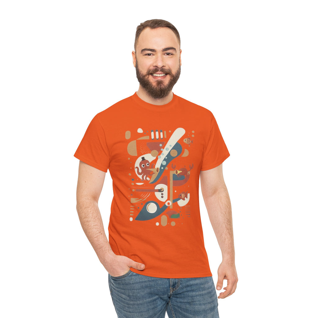 Abstract Ocean Creatures T-Shirt — Modern Sea Life Graphic Tee