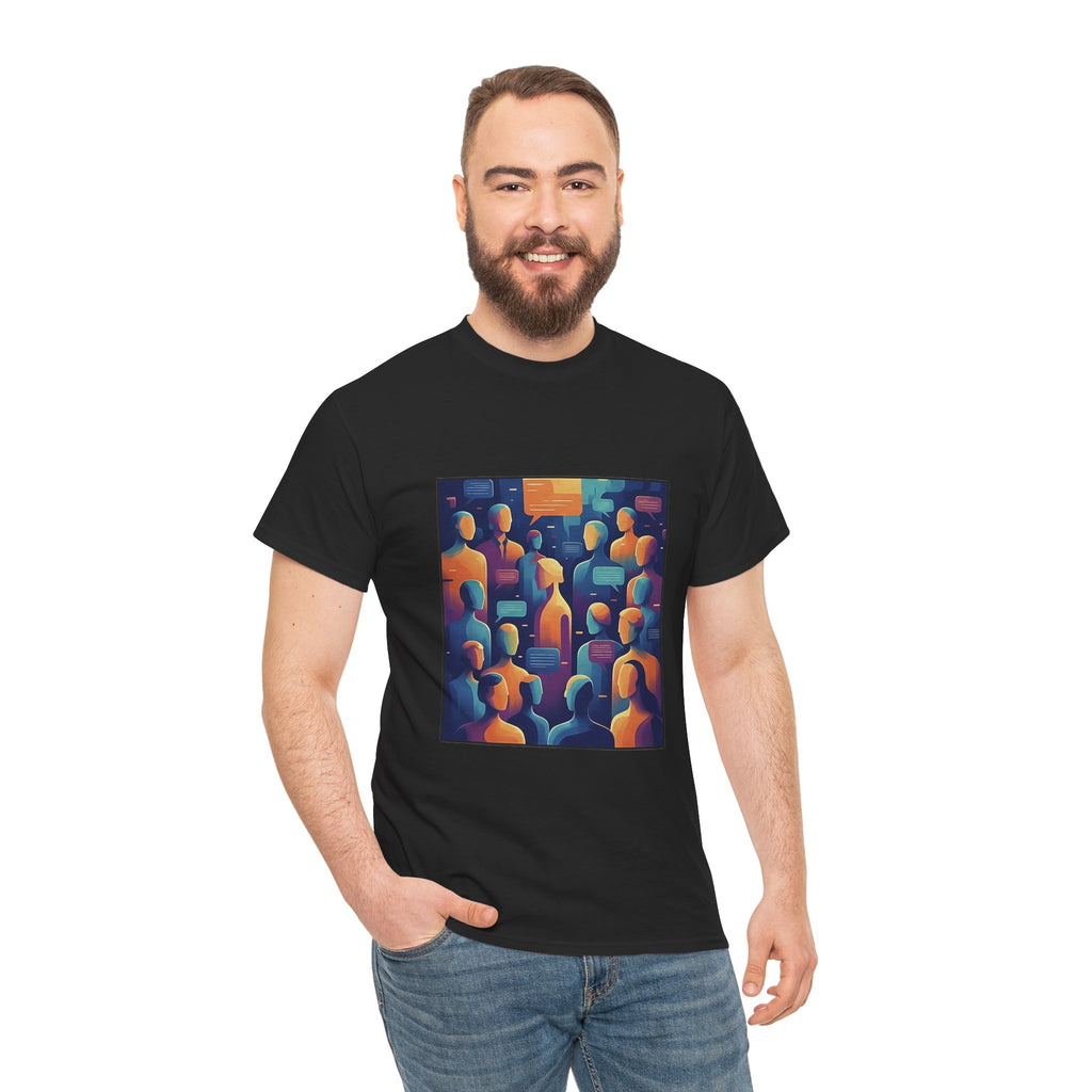 Crowd of Color Graphic Tee — Abstract Human Faces Art T-Shirt