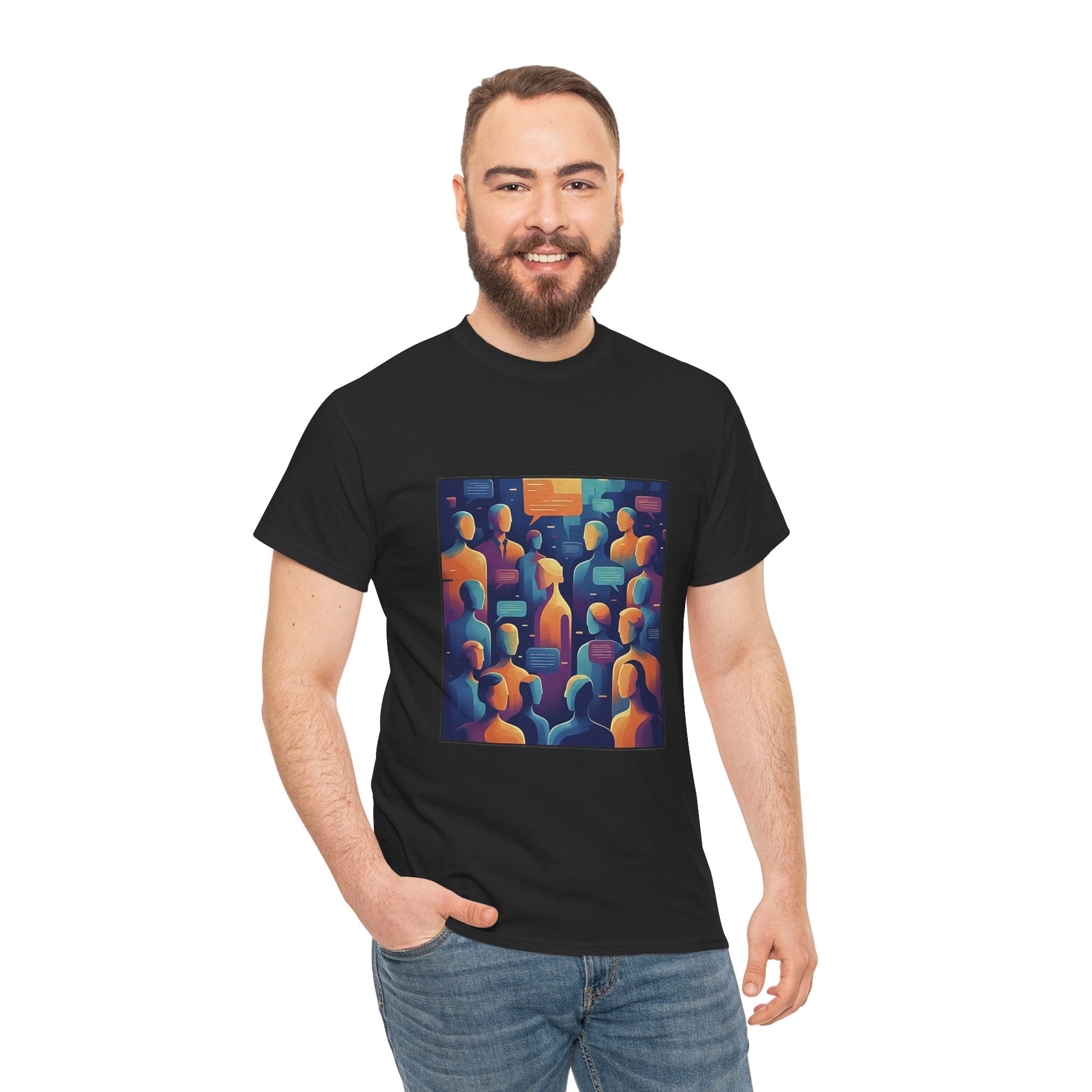 Crowd of Color Graphic Tee — Abstract Human Faces Art T-Shirt
