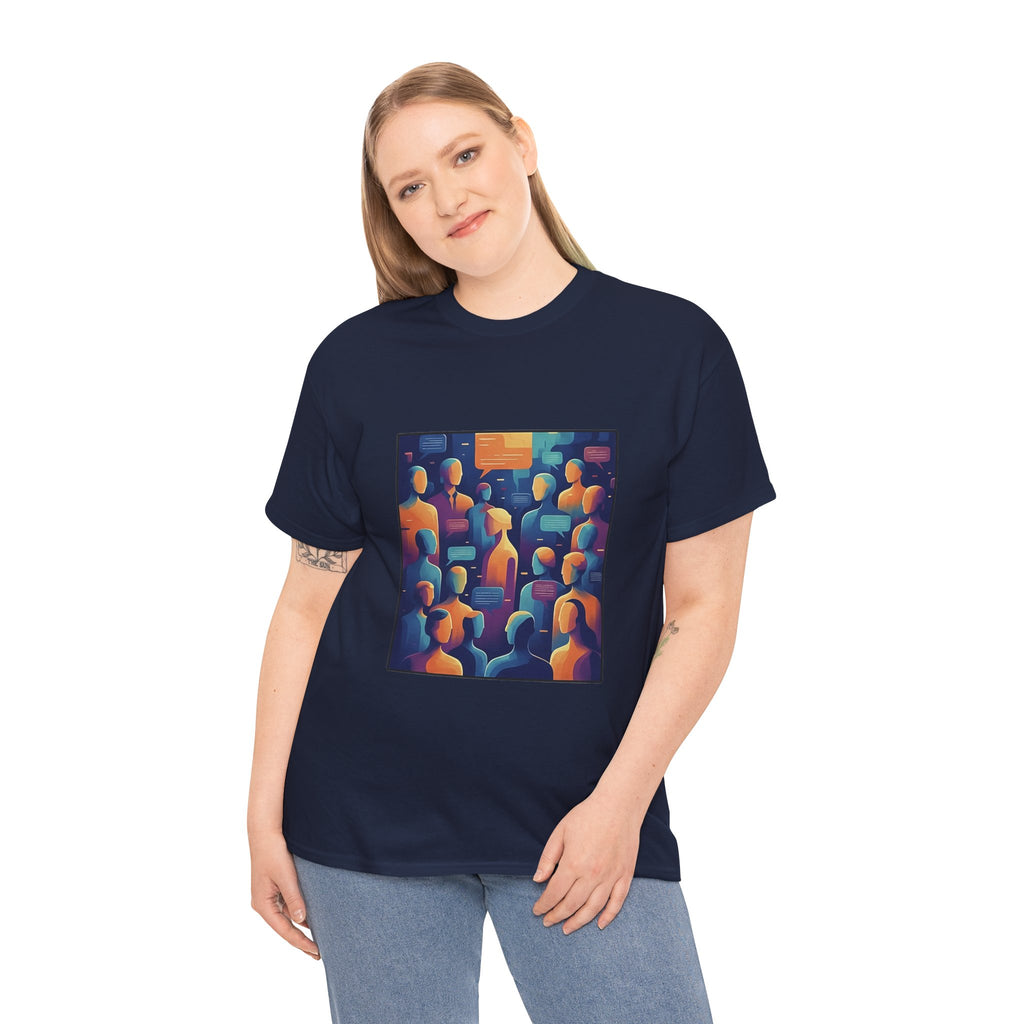 Crowd of Color Graphic Tee — Abstract Human Faces Art T-Shirt