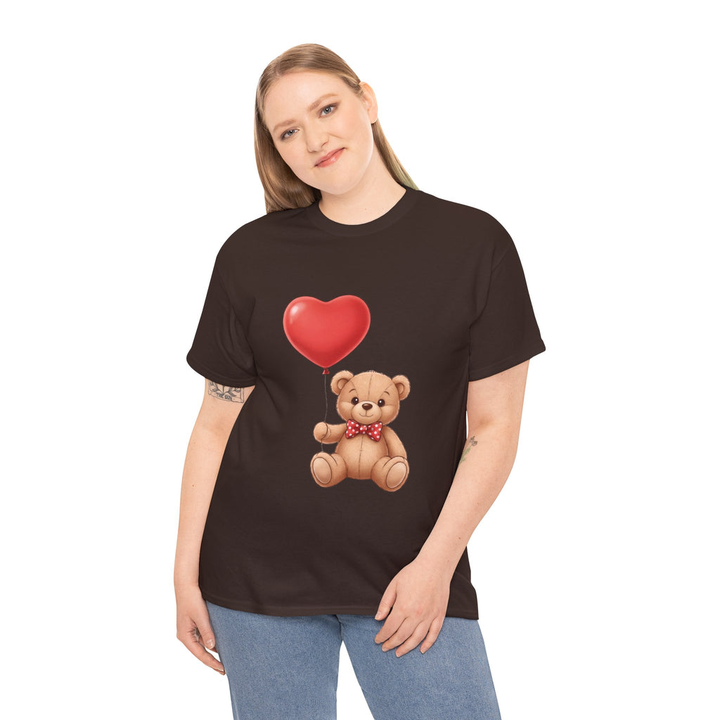 T-Shirt — Cute Teddy Bear Holding Heart Balloon Valentine Shirt