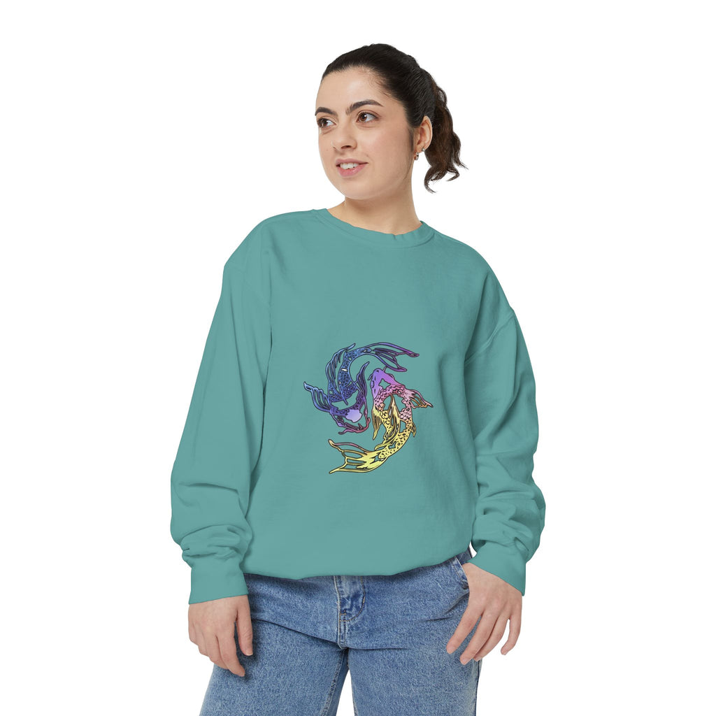 Koi Circle Sweatshirt — Colorful Yin Yang Fish Graphic