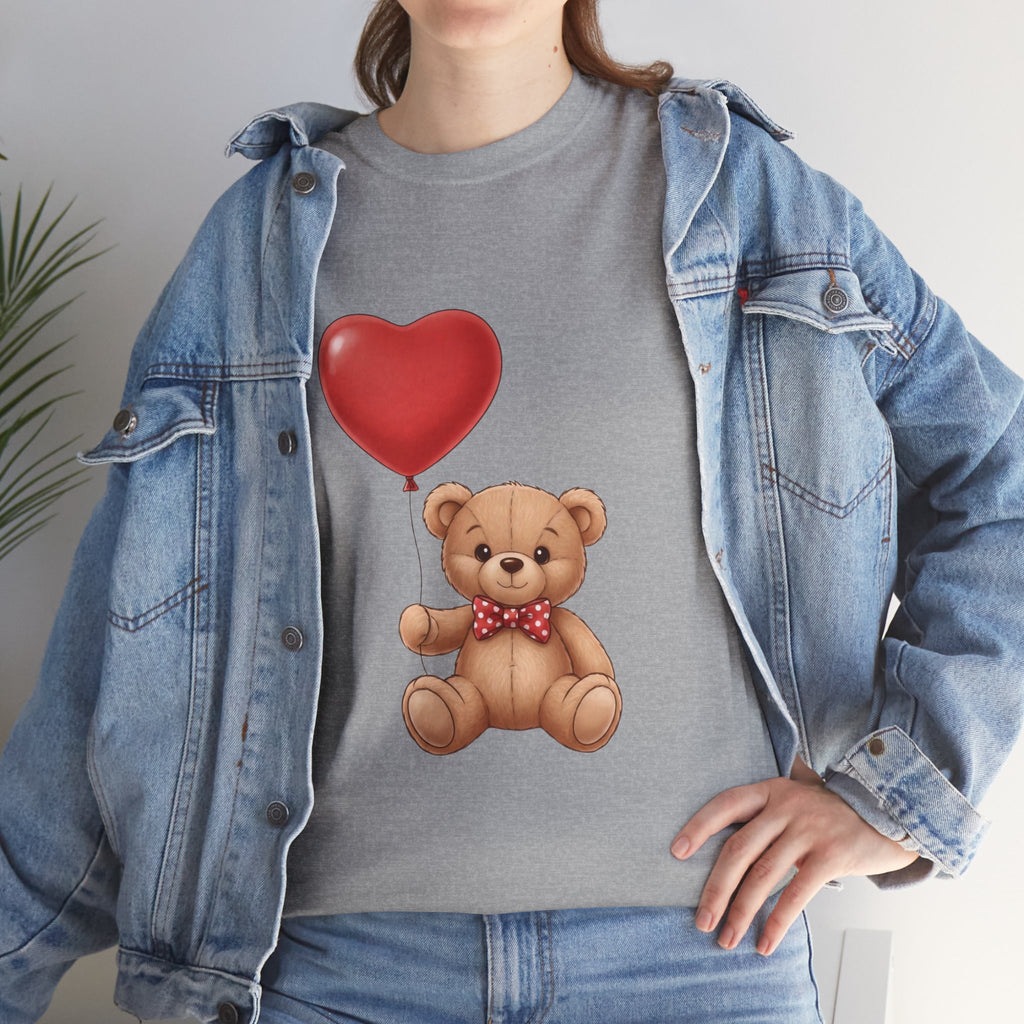 T-Shirt — Cute Teddy Bear Holding Heart Balloon Valentine Shirt