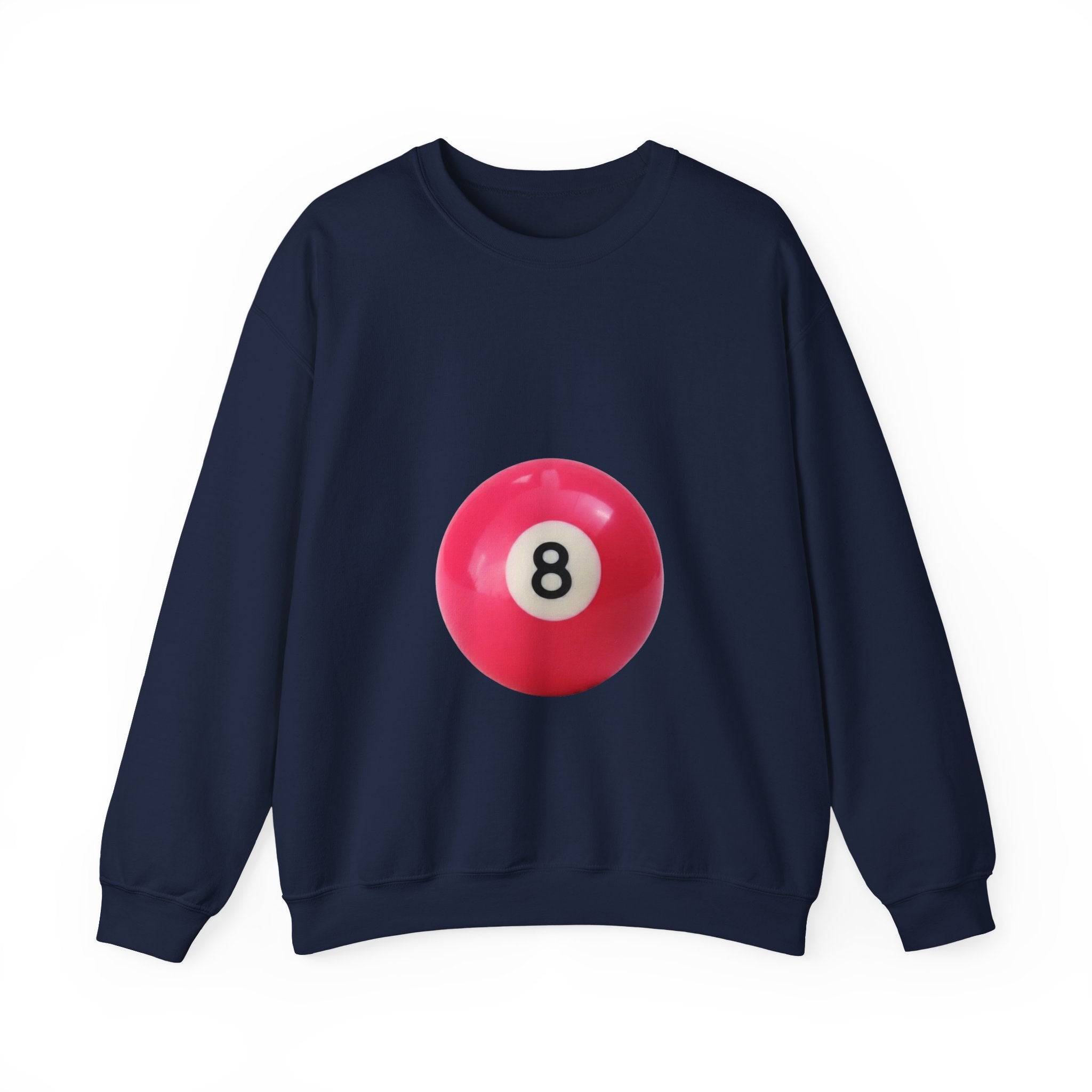 Eight Ball Crewneck Sweatshirt — Retro Pink Pool Ball Graphic
