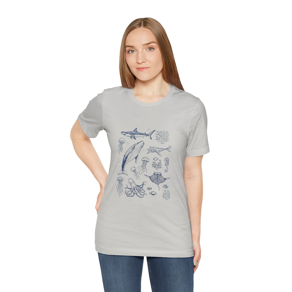 Ocean Wildlife Illustration T‑Shirt — Marine Life Chart Tee