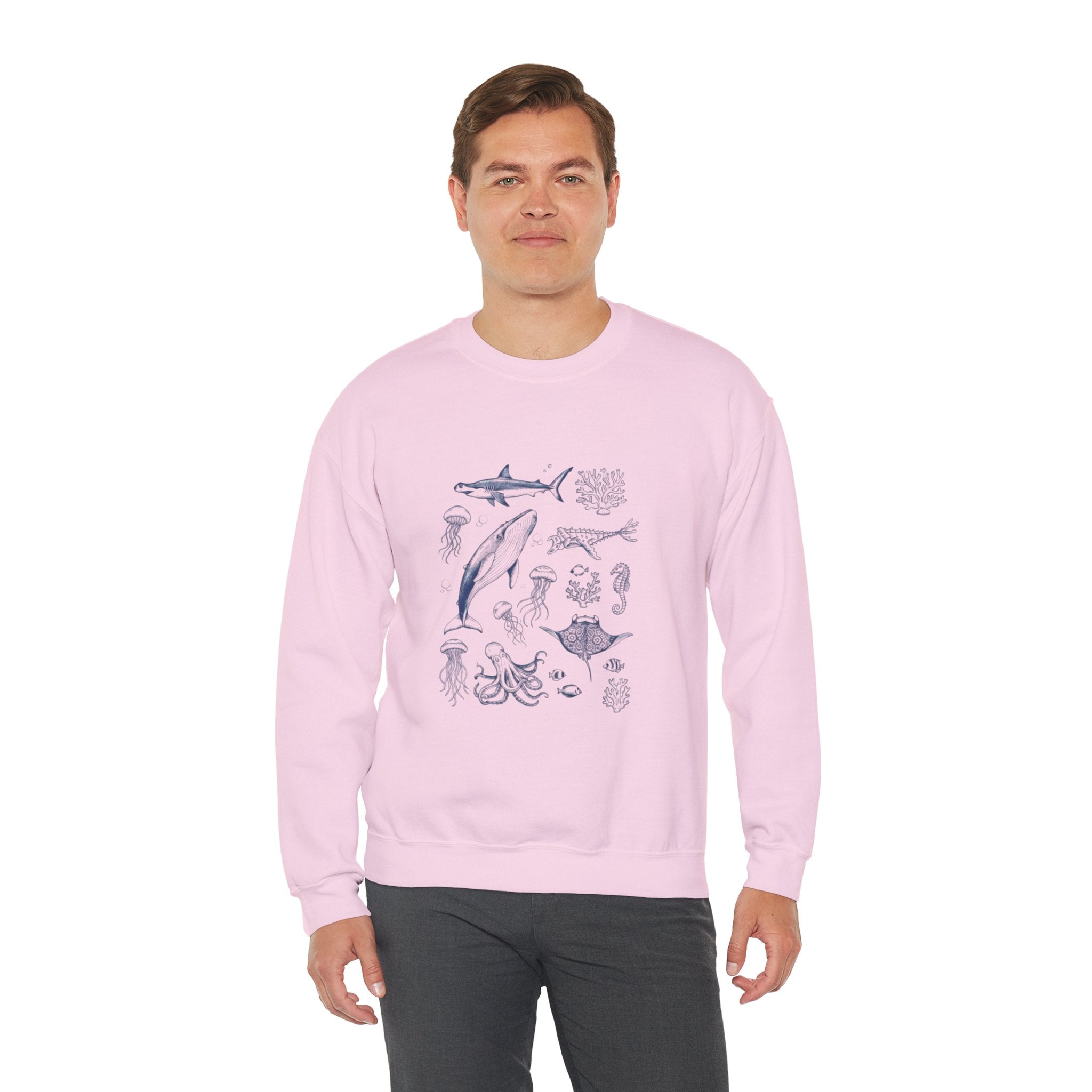 Marine Life Sketch Sweatshirt — Ocean Creatures Crewneck