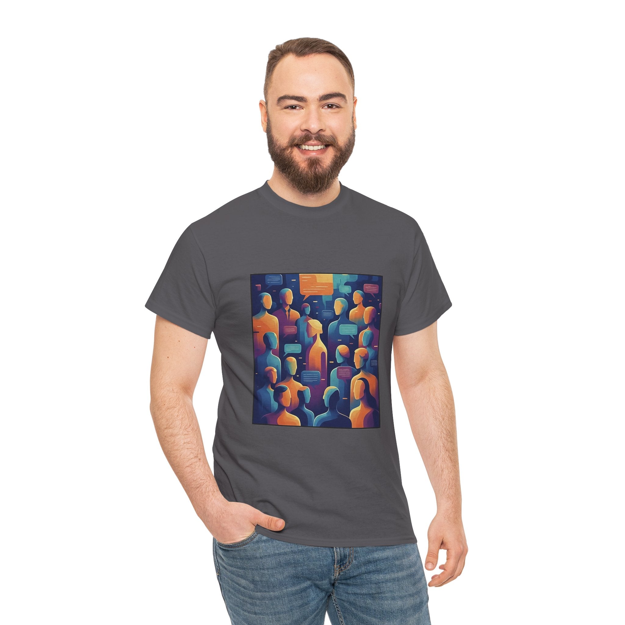 Crowd of Color Graphic Tee — Abstract Human Faces Art T-Shirt