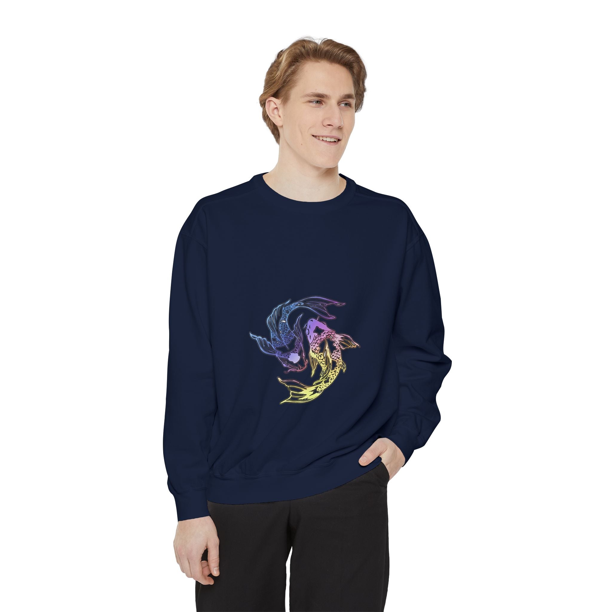 Koi Circle Sweatshirt — Colorful Yin Yang Fish Graphic