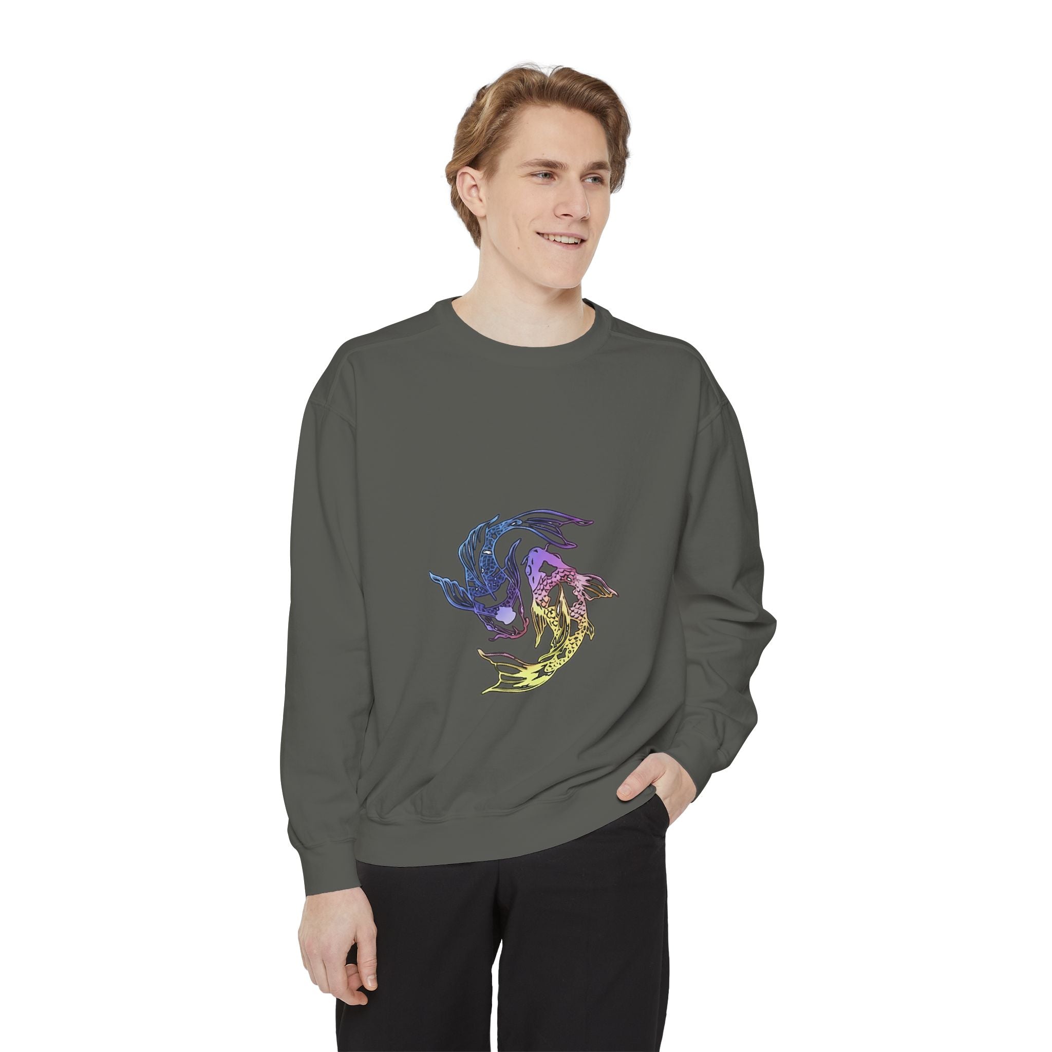 Koi Circle Sweatshirt — Colorful Yin Yang Fish Graphic