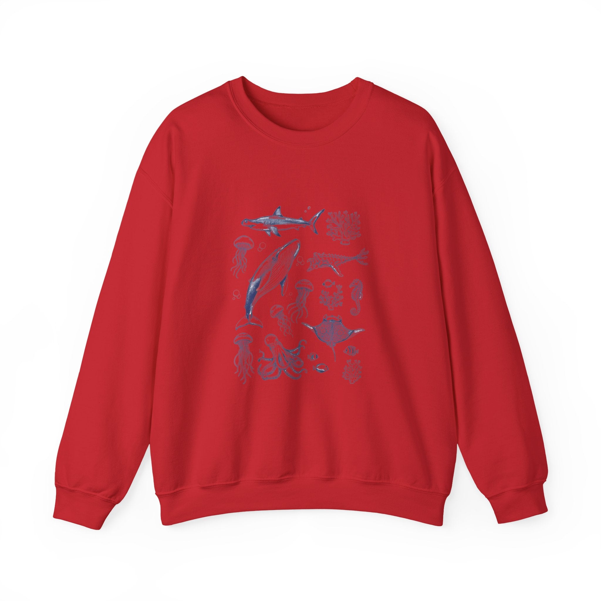 Marine Life Sketch Sweatshirt — Ocean Creatures Crewneck