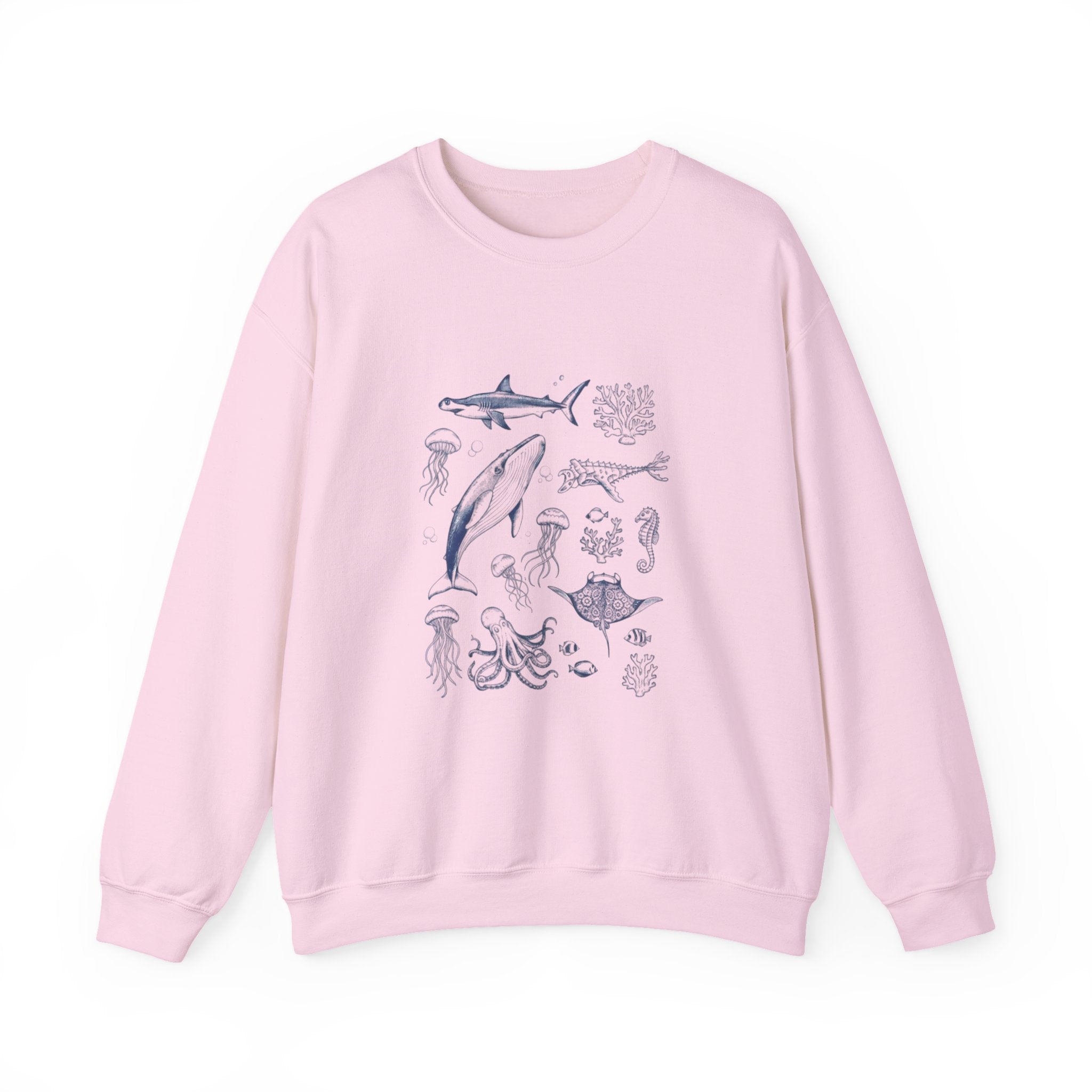 Marine Life Sketch Sweatshirt — Ocean Creatures Crewneck