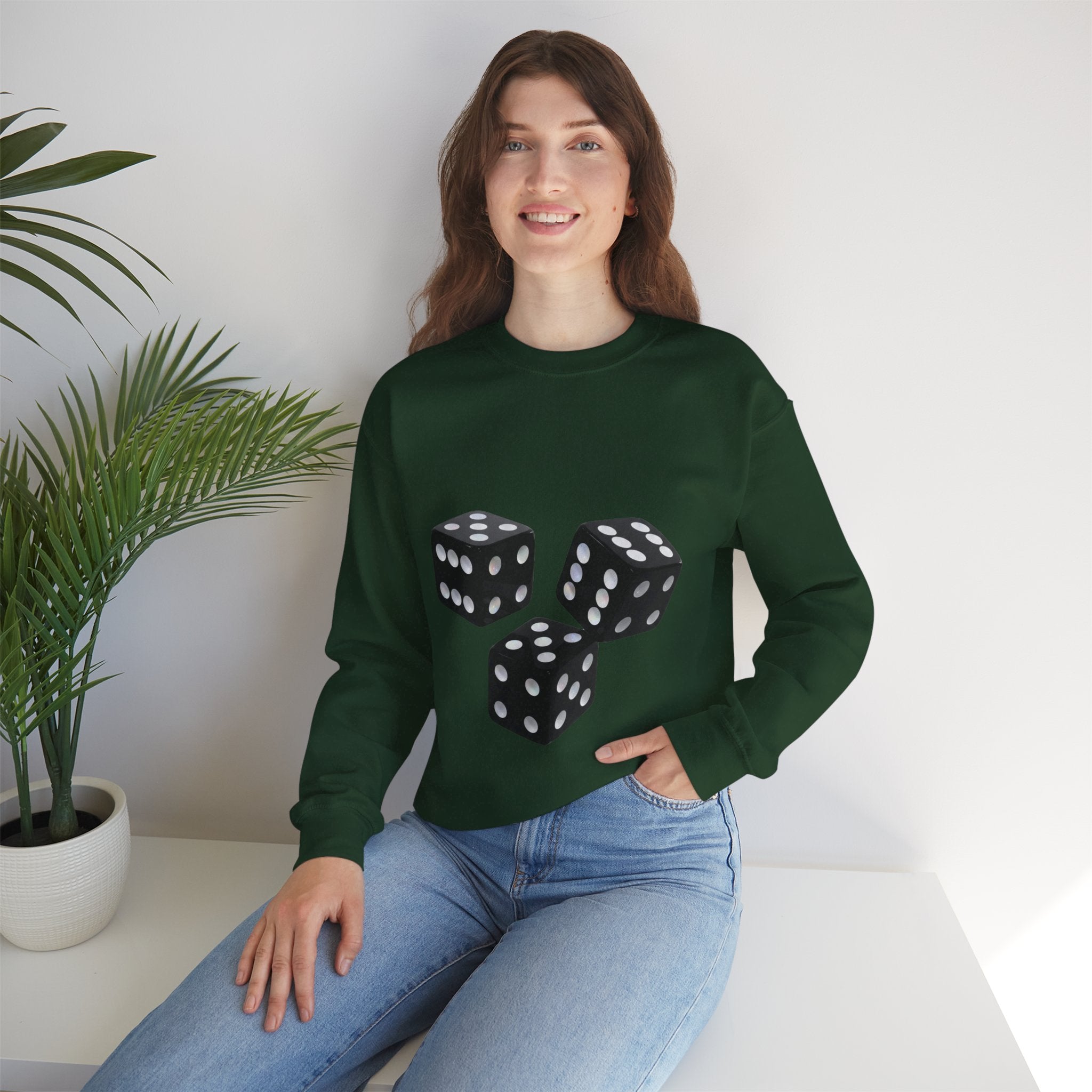 Dice Graphic Sweatshirt — Retro Black Dice Crewneck for Gamers