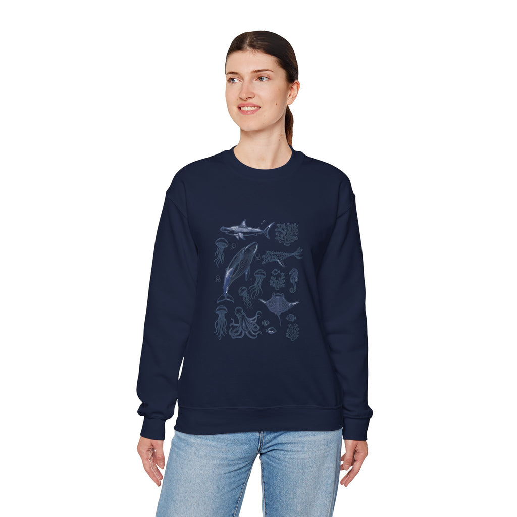 Marine Life Sketch Sweatshirt — Ocean Creatures Crewneck