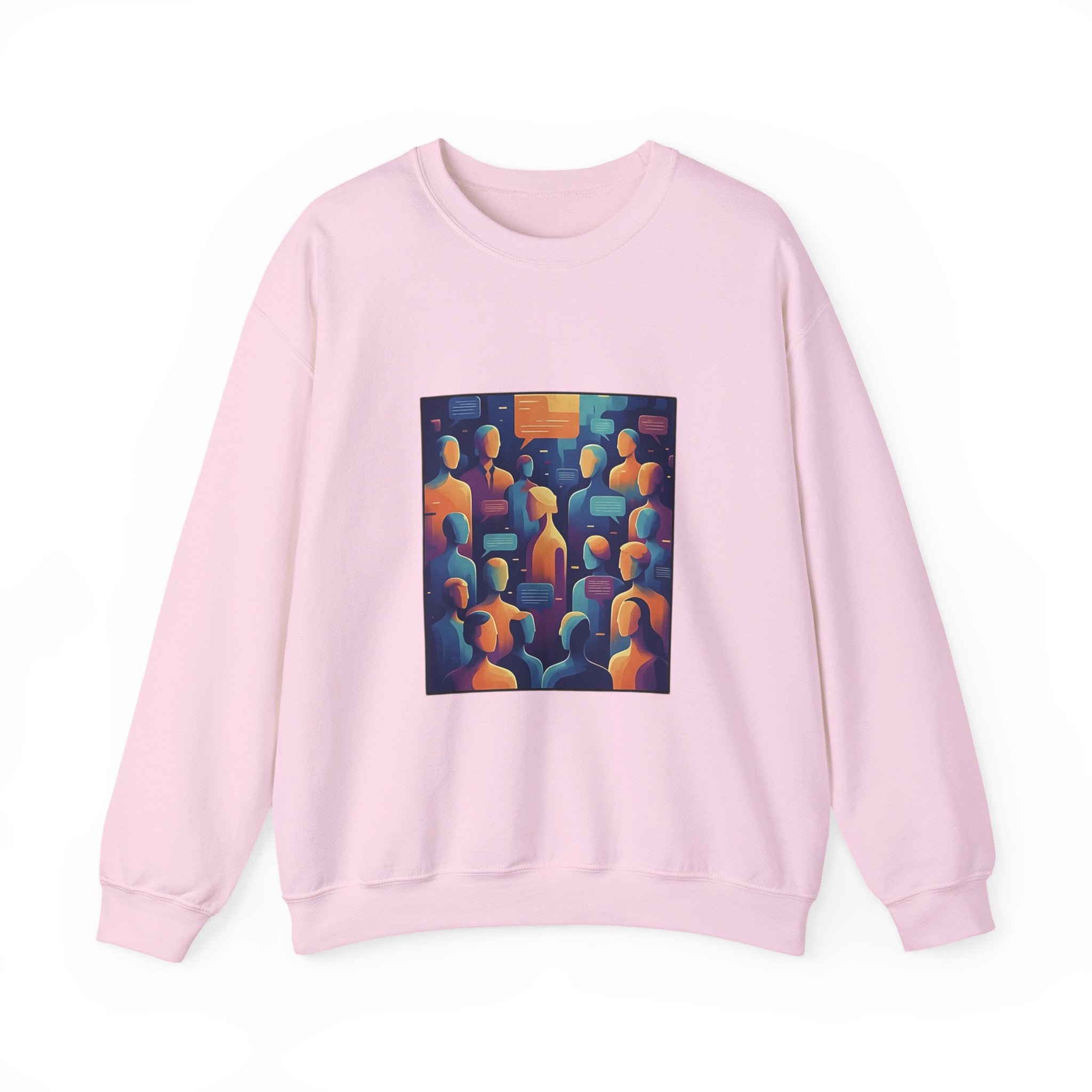 Abstract Crowd Crewneck Sweatshirt — Colorful Figurative Art Pullover