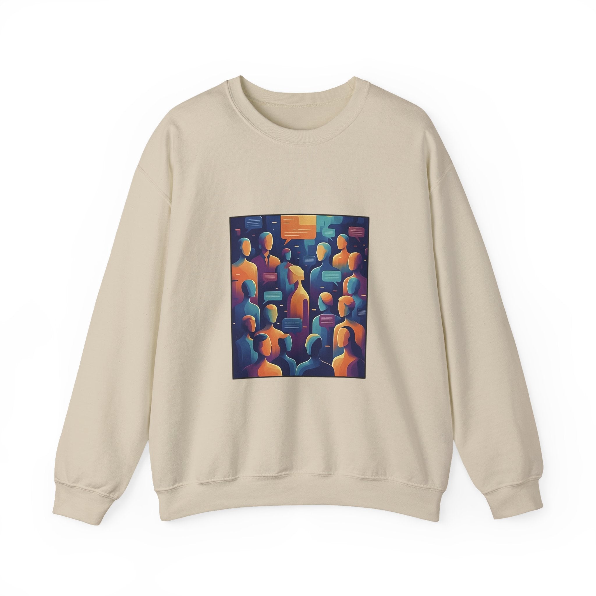 Abstract Crowd Crewneck Sweatshirt — Colorful Figurative Art Pullover