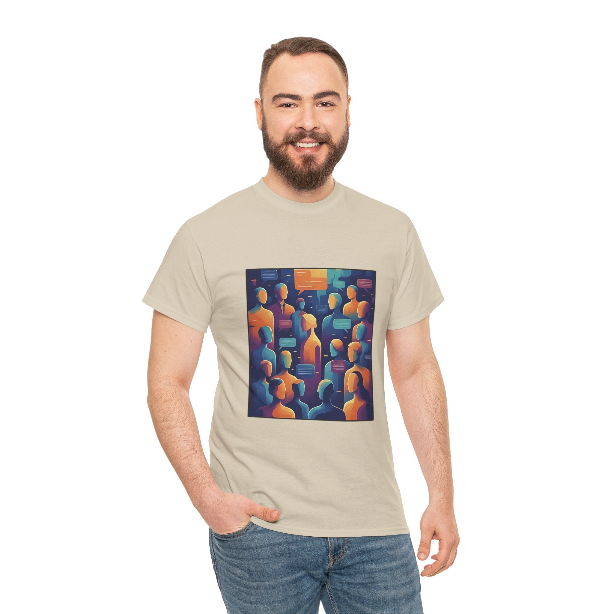Crowd of Color Graphic Tee — Abstract Human Faces Art T-Shirt