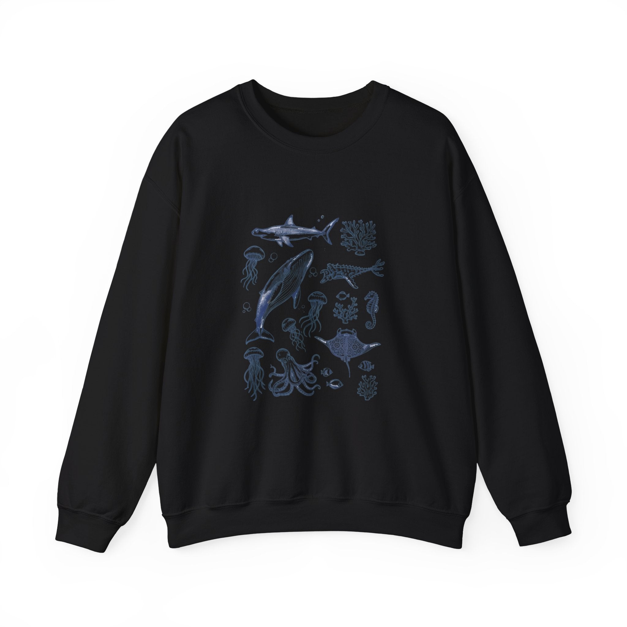 Marine Life Sketch Sweatshirt — Ocean Creatures Crewneck